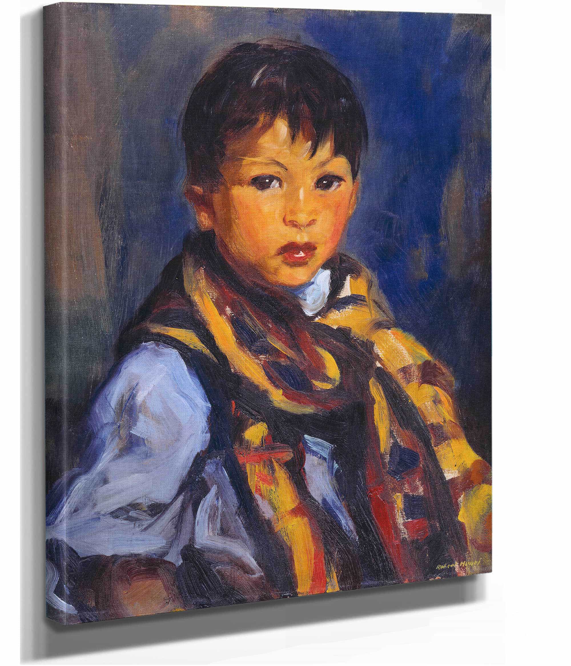 Boy With Plaid Scarf by Robert Henri - Image 2