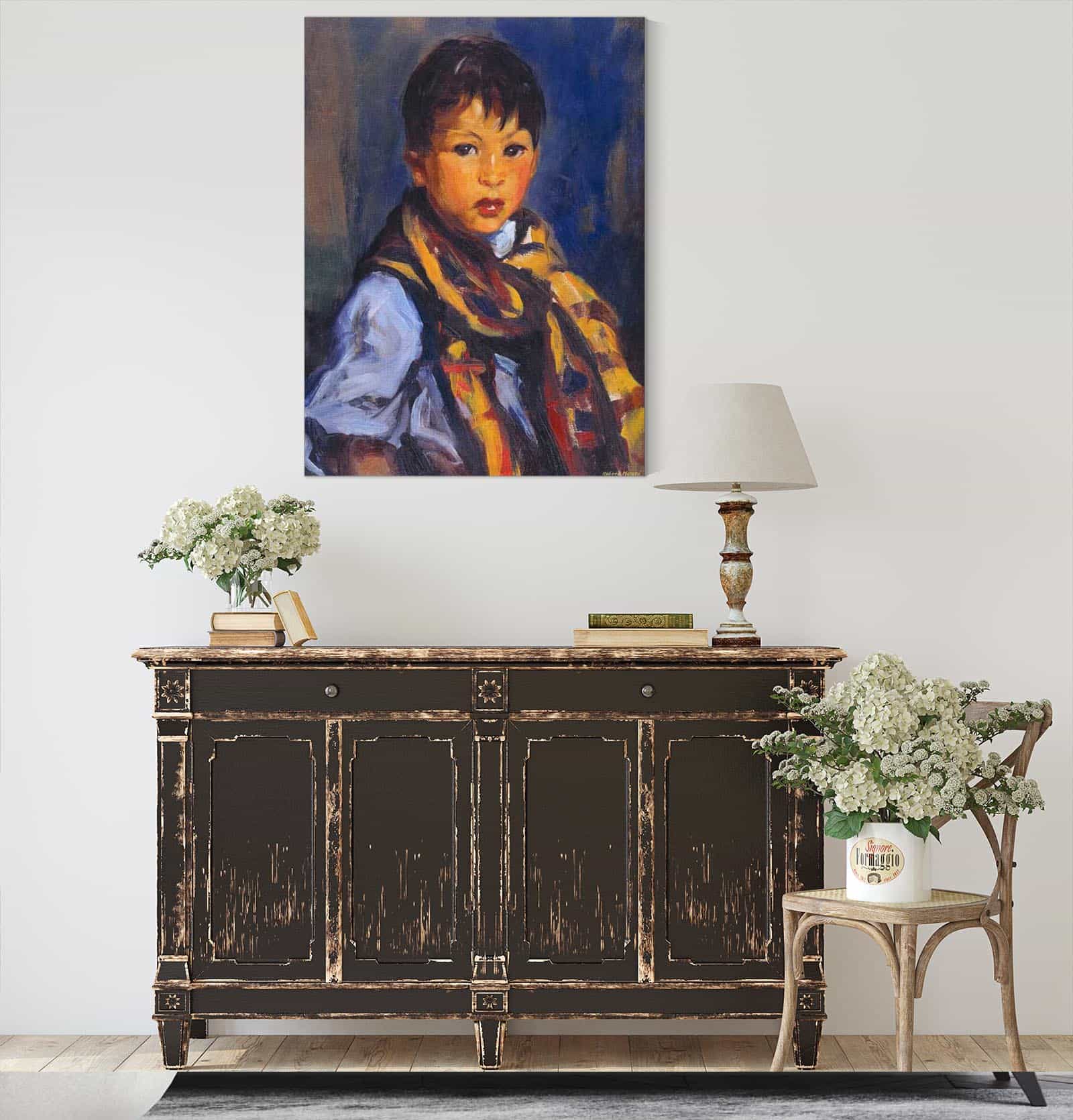 Boy With Plaid Scarf by Robert Henri - Image 4