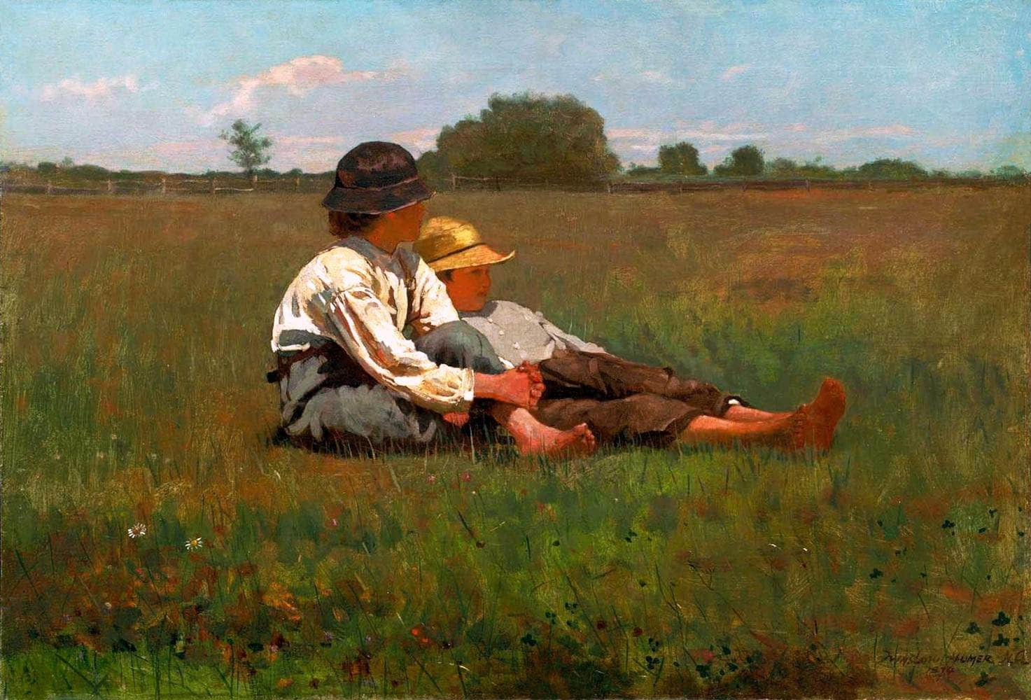 Boys In A Pasture Painting Winslow Homer Canvas Art - Image 5