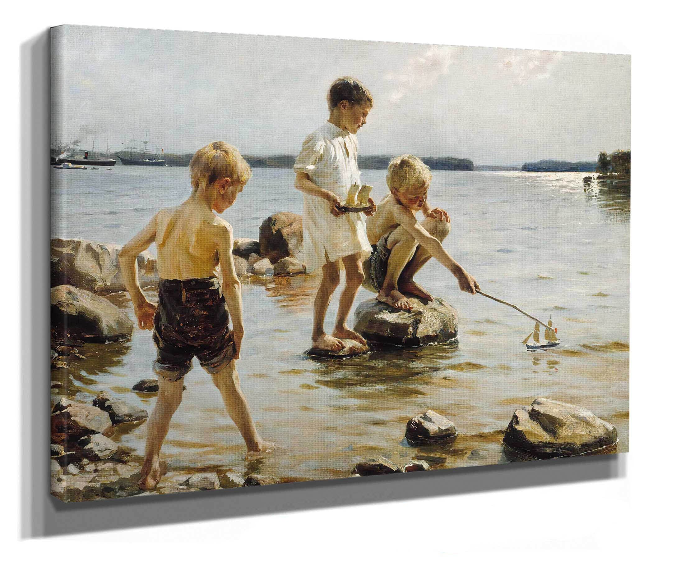 Boys Playing On The Shore Children Playing On The Shore by Albert Edelfelt - Image 2