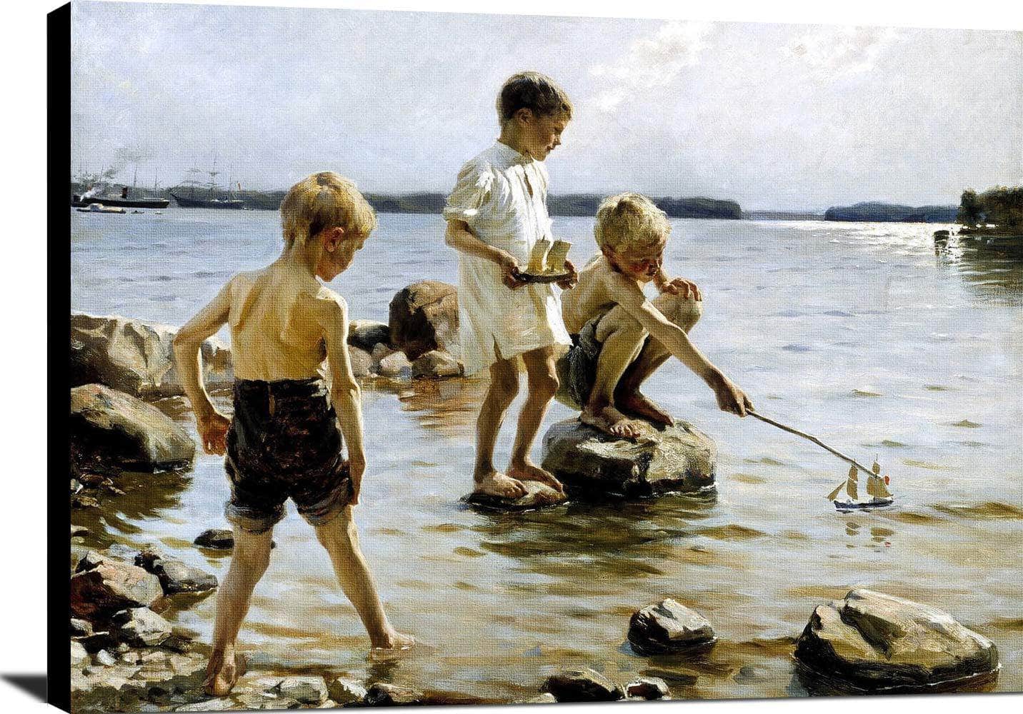 Boys Playing Painting Albert Edelfelt Canvas Art - Image 2