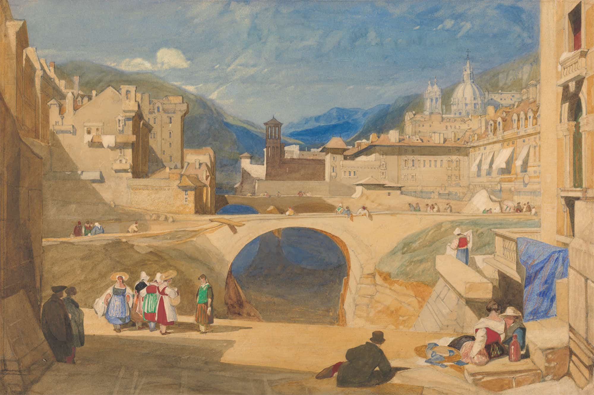 Bridge In A Continental Town by John Sell Cotman - Image 2