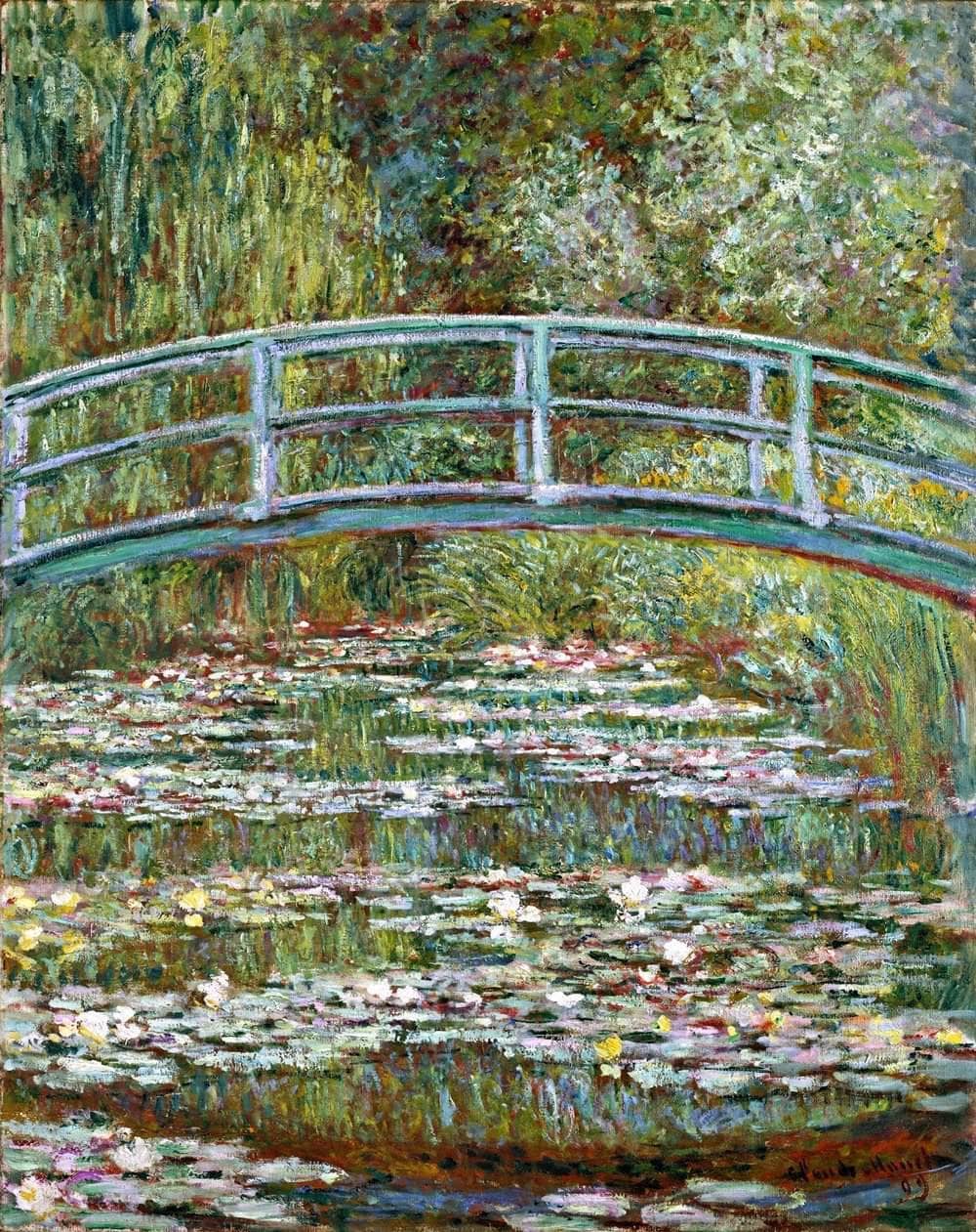 Bridge Over A Pond Of Water Lilies Painting Claude Monet Canvas Art - Image 5