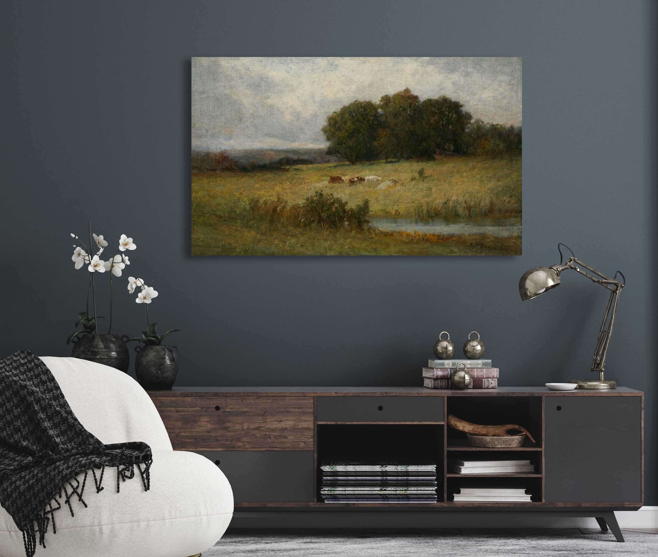 Bright Scene Of Cattle Near Stream by Edward Mitchell Bannister - Image 5