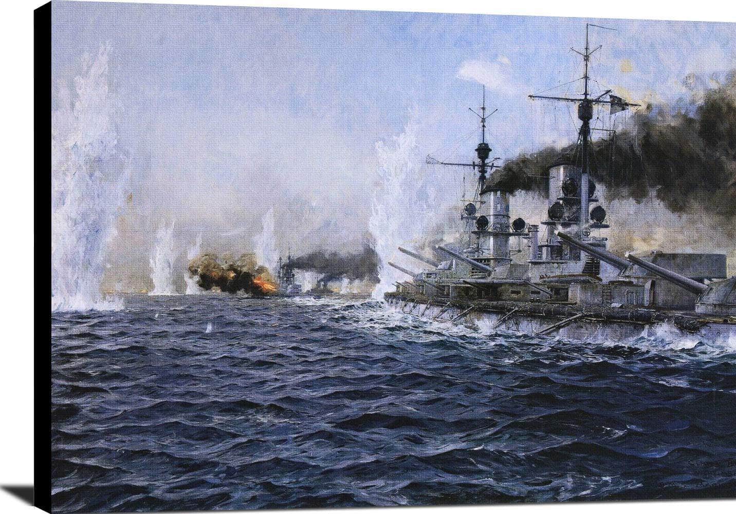 British Fleet Fired Upon At The Battle Of Jutland Painting Bergen Canvas Art - Image 2