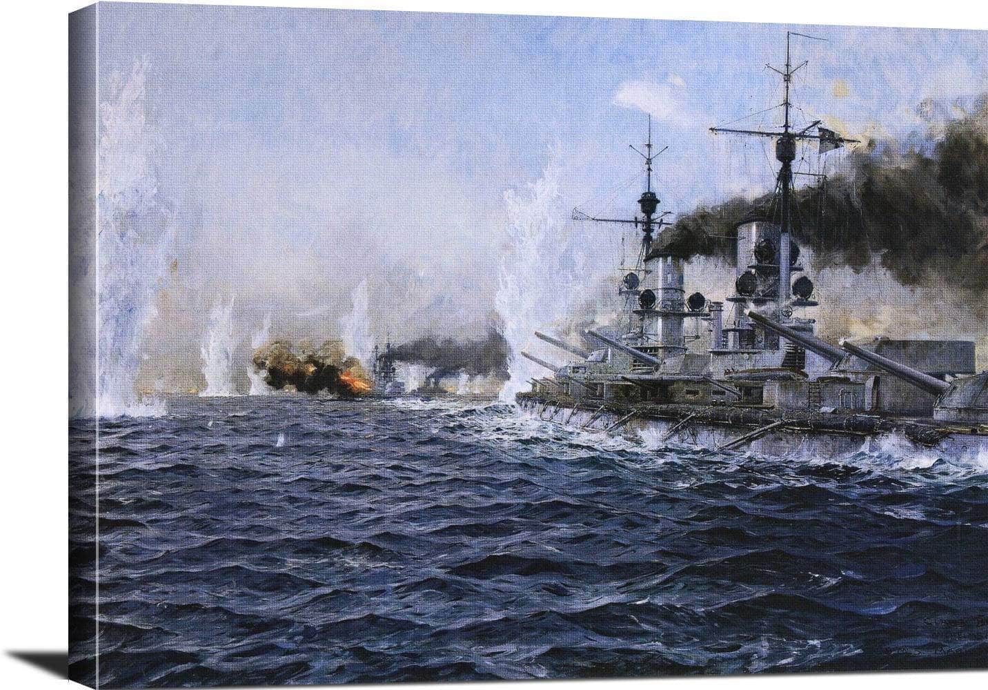 British Fleet Fired Upon At The Battle Of Jutland Painting Bergen Canvas Art - Image 3