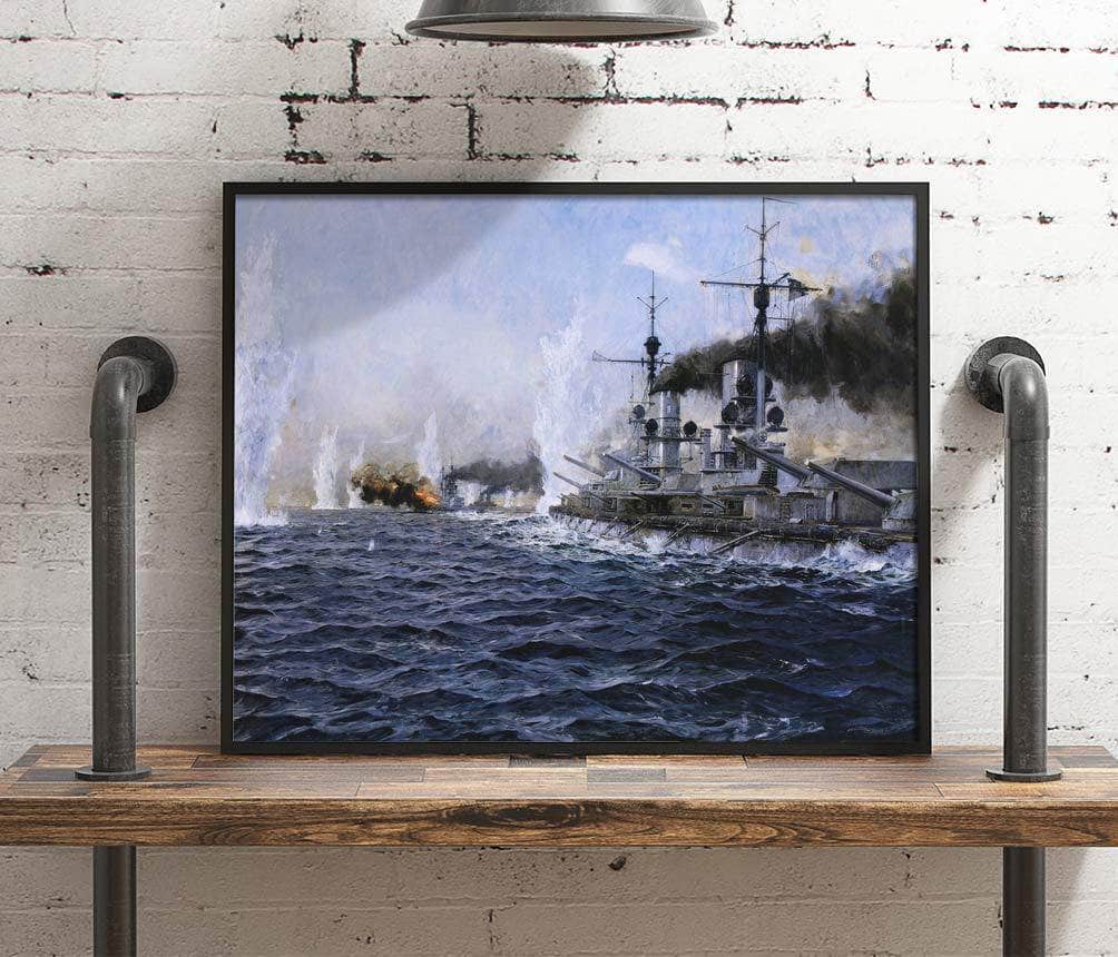 British Fleet Fired Upon At The Battle Of Jutland Painting Bergen Canvas Art - Image 4