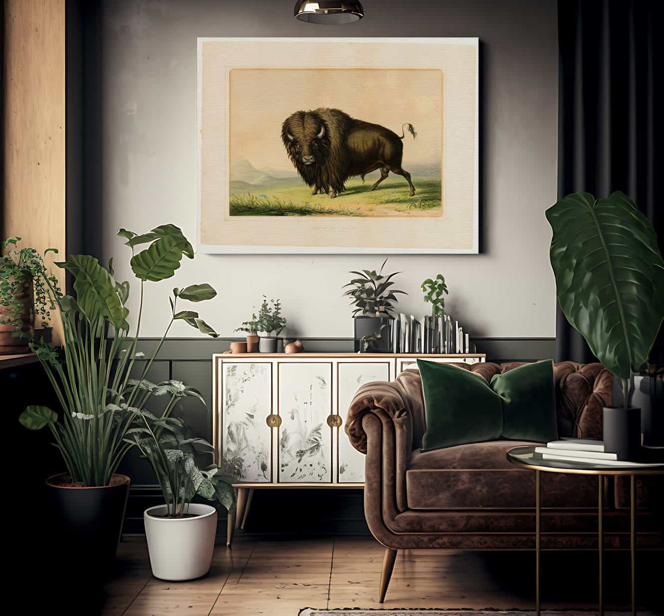 Buffalo Bull Grazing No.2 By George Catlin - Image 2