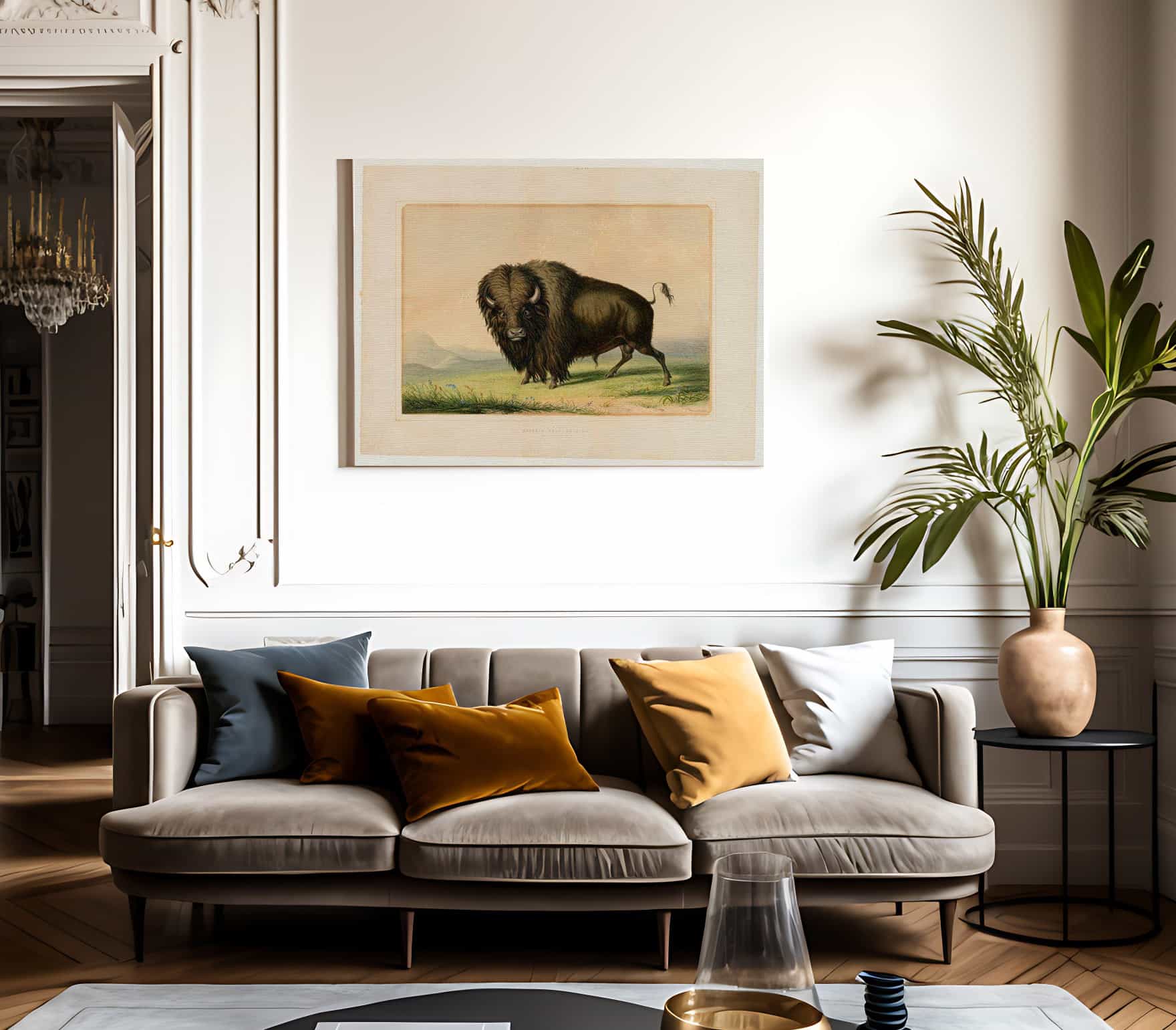 Buffalo Bull Grazing No.2 By George Catlin - Image 3