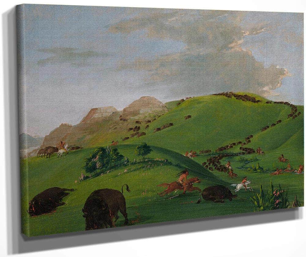 Buffalo Chase, Mouth Of The Yellowstone By George Catlin