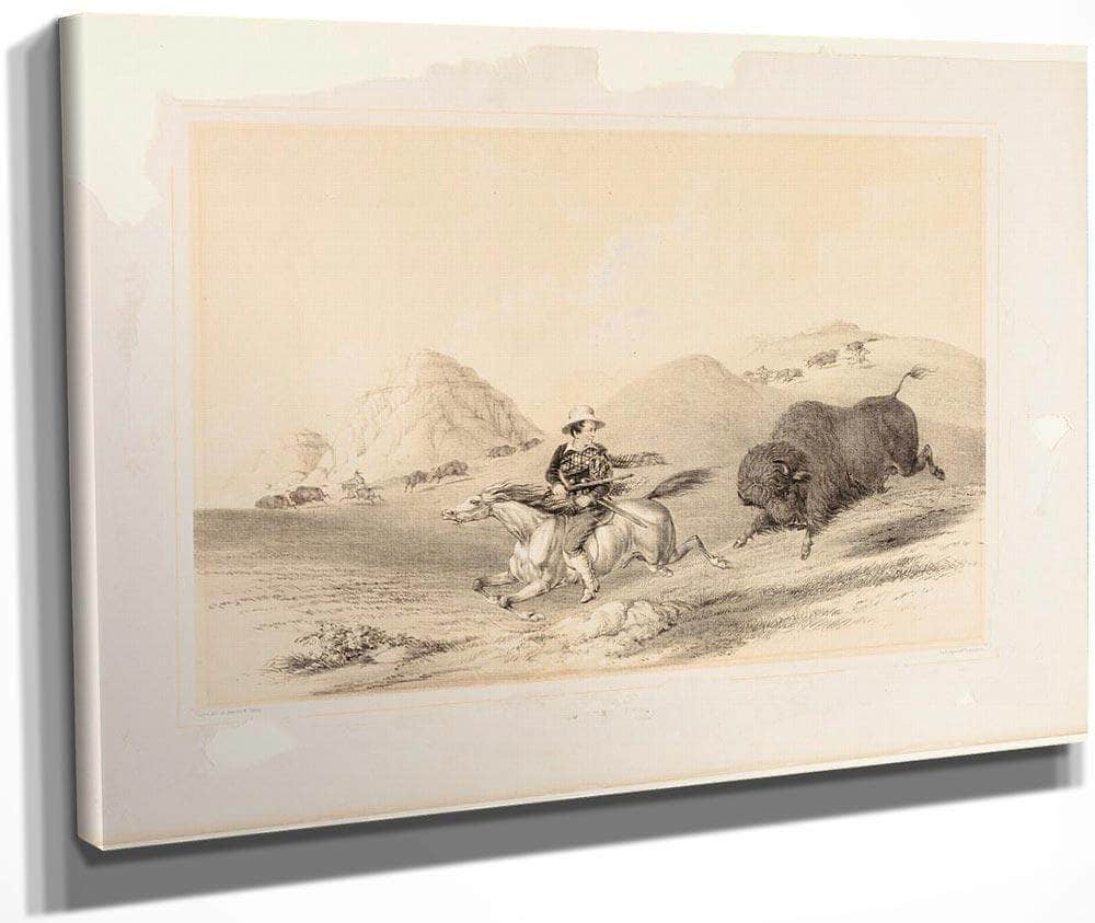 Buffalo Hunt Chasing Back No. 12 By George Catlin