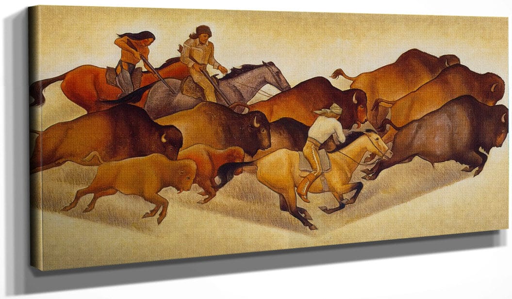 Buffalo Hunt By Maynard Dixon - Image 3