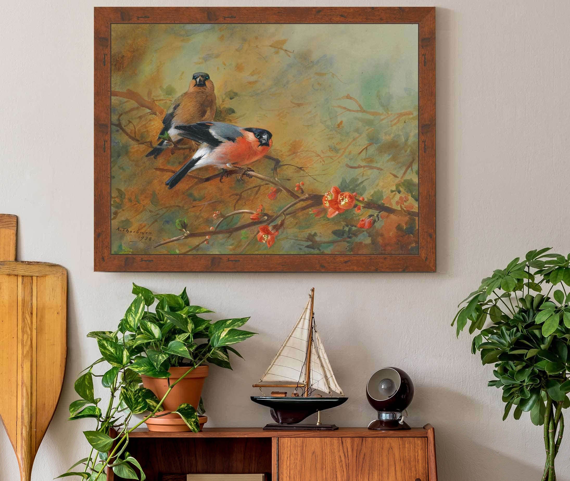 Bullfinches And Pyrus Japonica by Archibald Thorburn - Image 3