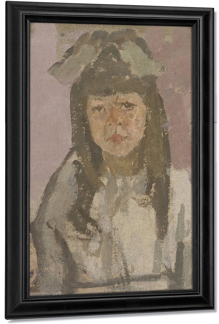 Bust Of A Girl With A Bow Before A Pink Background 1920 By Gwendolen Mary John - Image 7