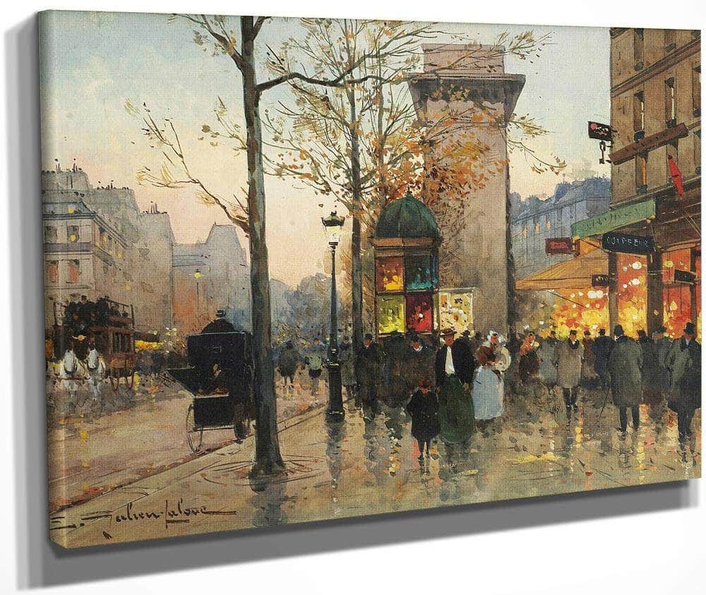 Busy Boulevard By The Porte Saint Denis By Eugene Galien Laloue