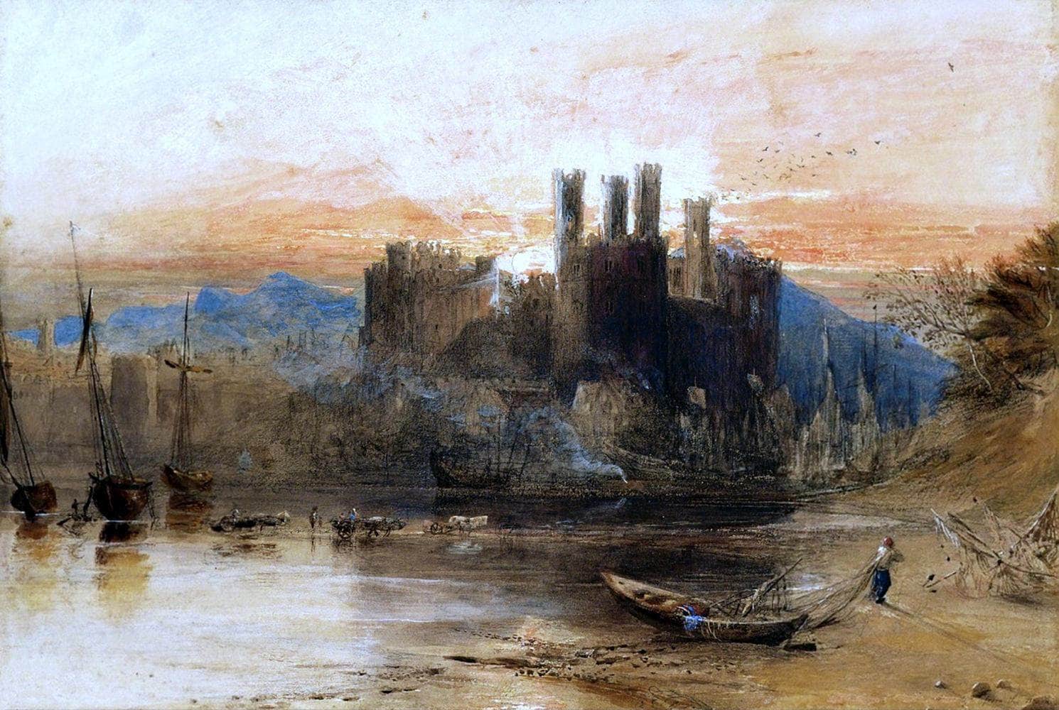 Caernarvon Castle, North Wales Painting Jmw Turner Canvas Art - Image 5