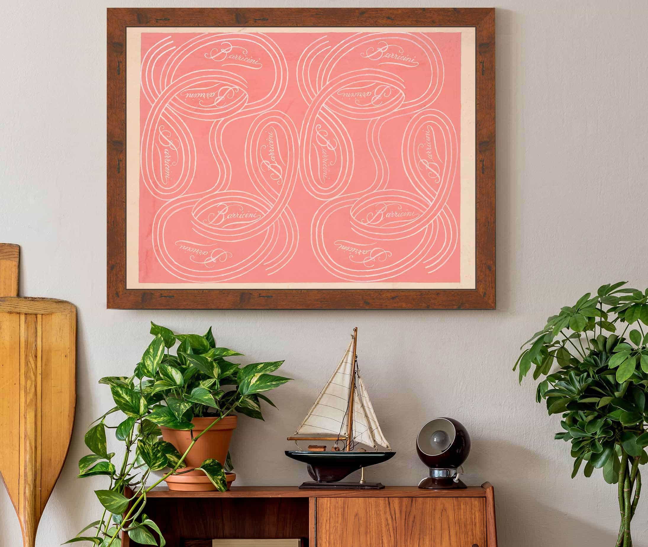 Calligraphic Scrolls And Script On Salmon Background by Winold Reiss - Image 3