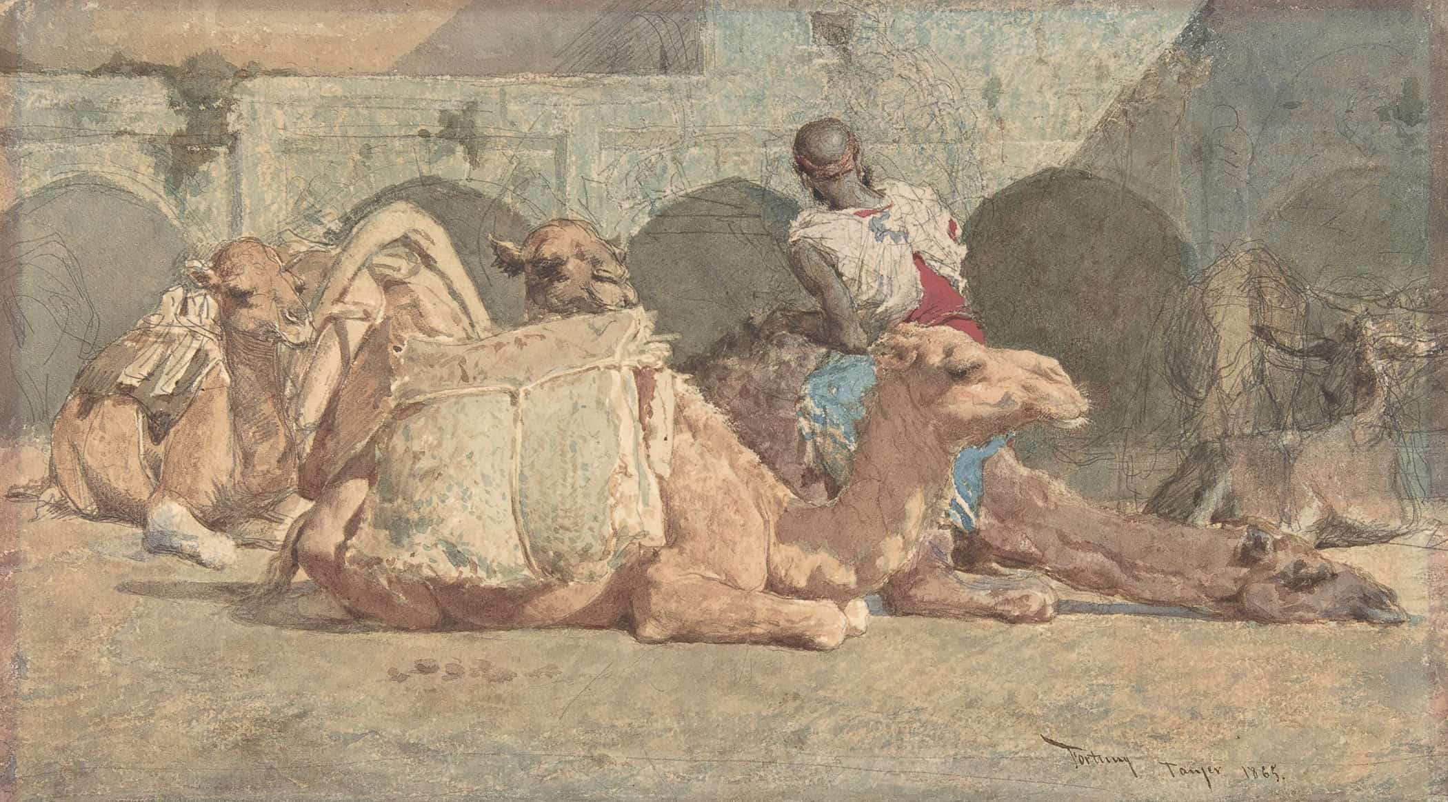 Camels Reposing Tangiers by Mariano Fortuny Marsal - Image 2