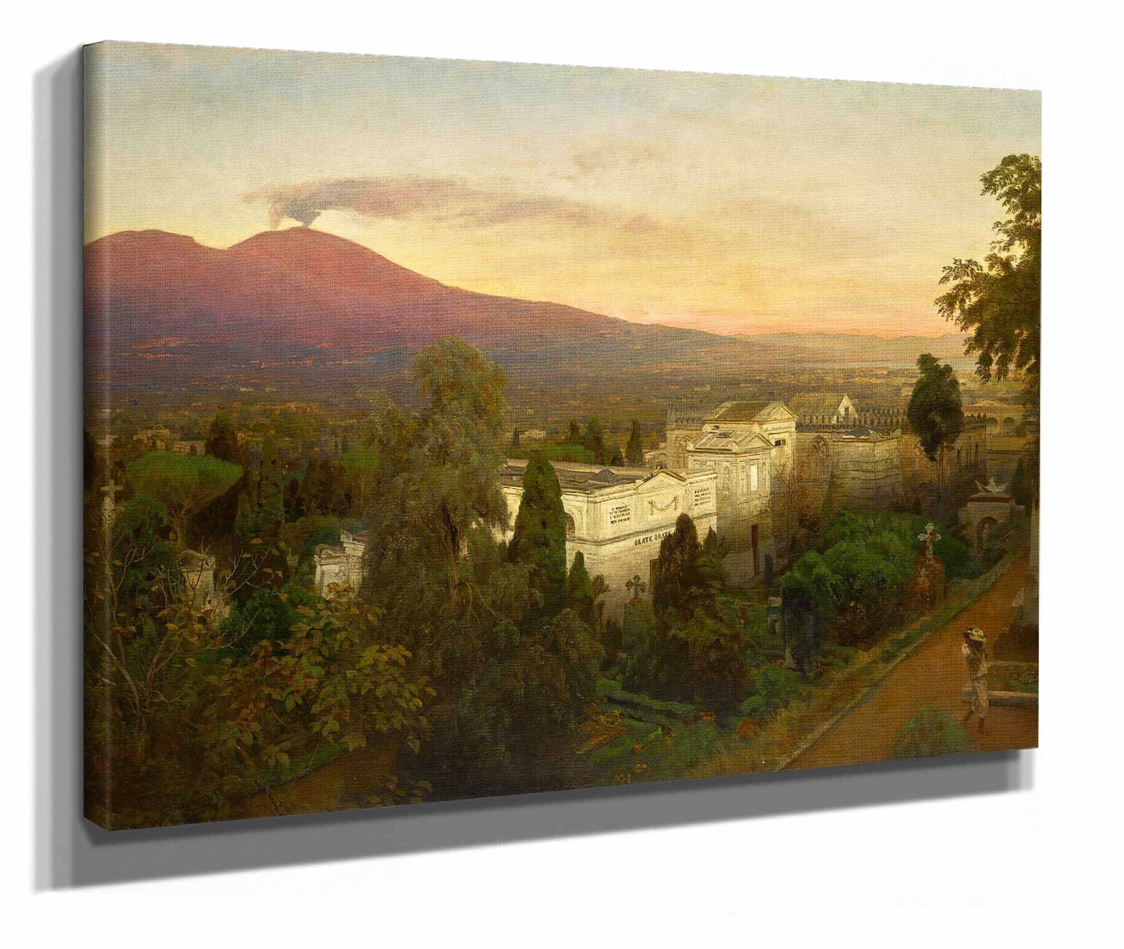 Campo Santo In Poggioreale The Vesuvius Beyond by Oswald Achenbach - Image 2