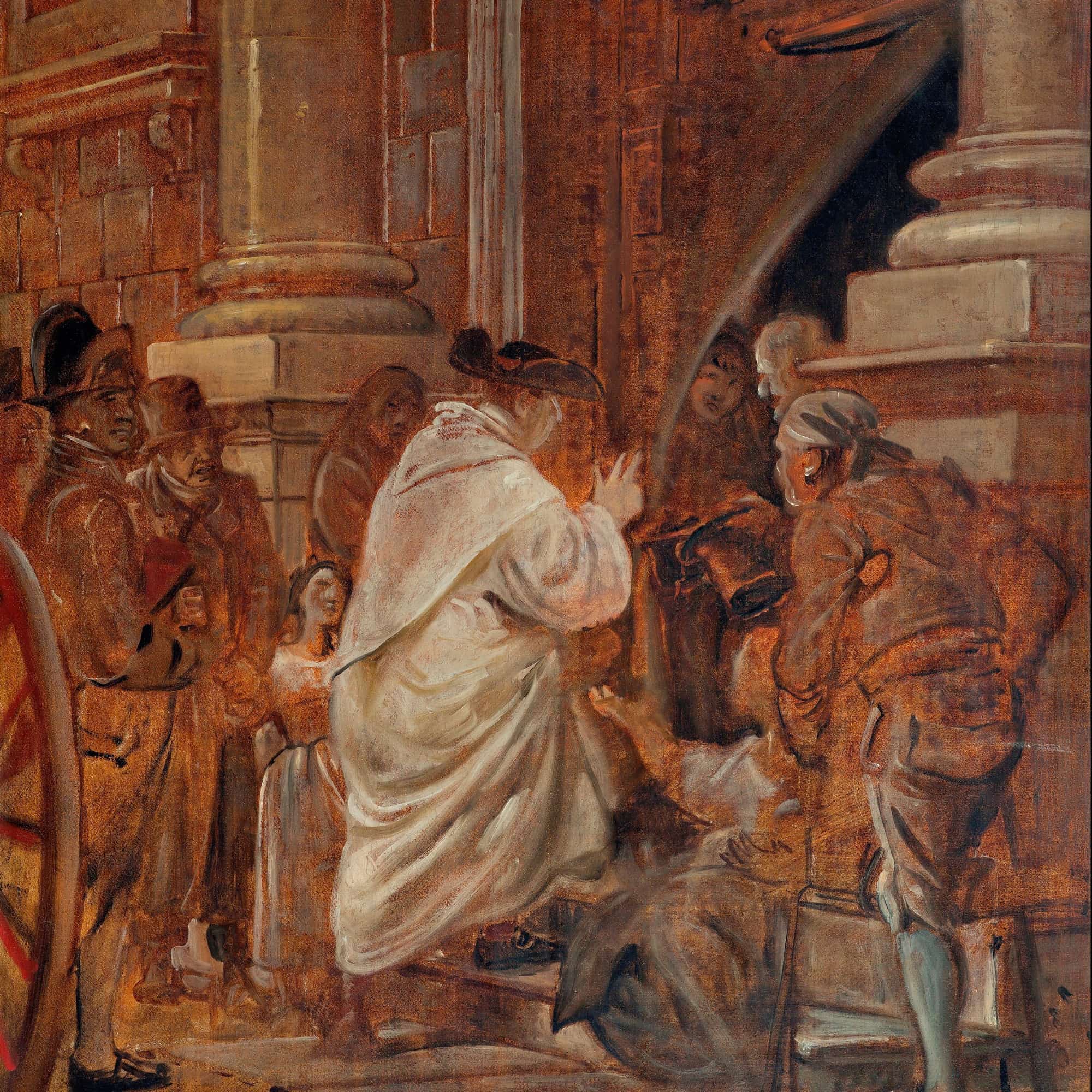 Cardinal Blessing Beggars At The Church Doors by Wilhelm Marstrand - Image 4