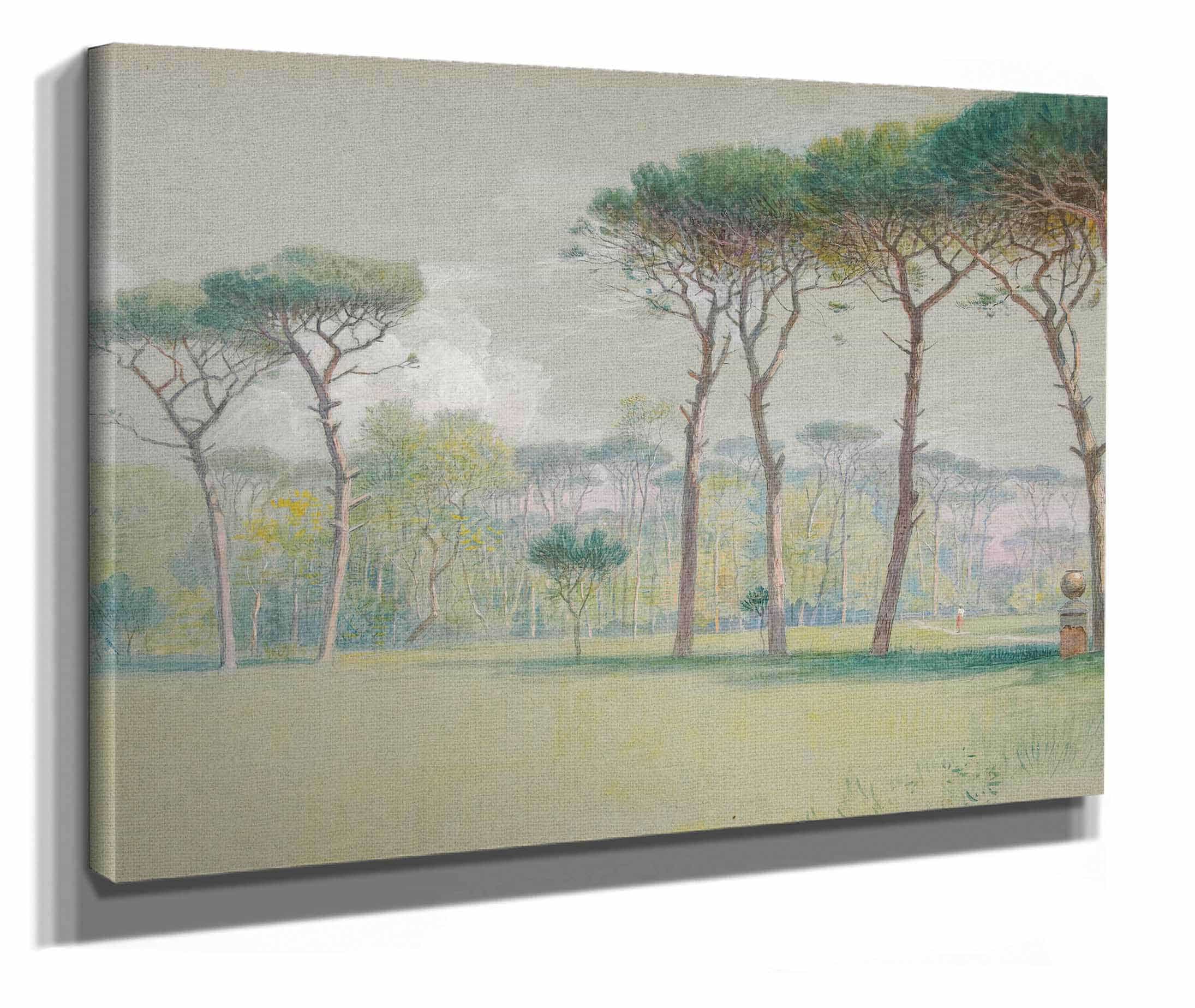 Castel Fusano Landscape Vast Lawn And Trees by Edwin Austin Abbey