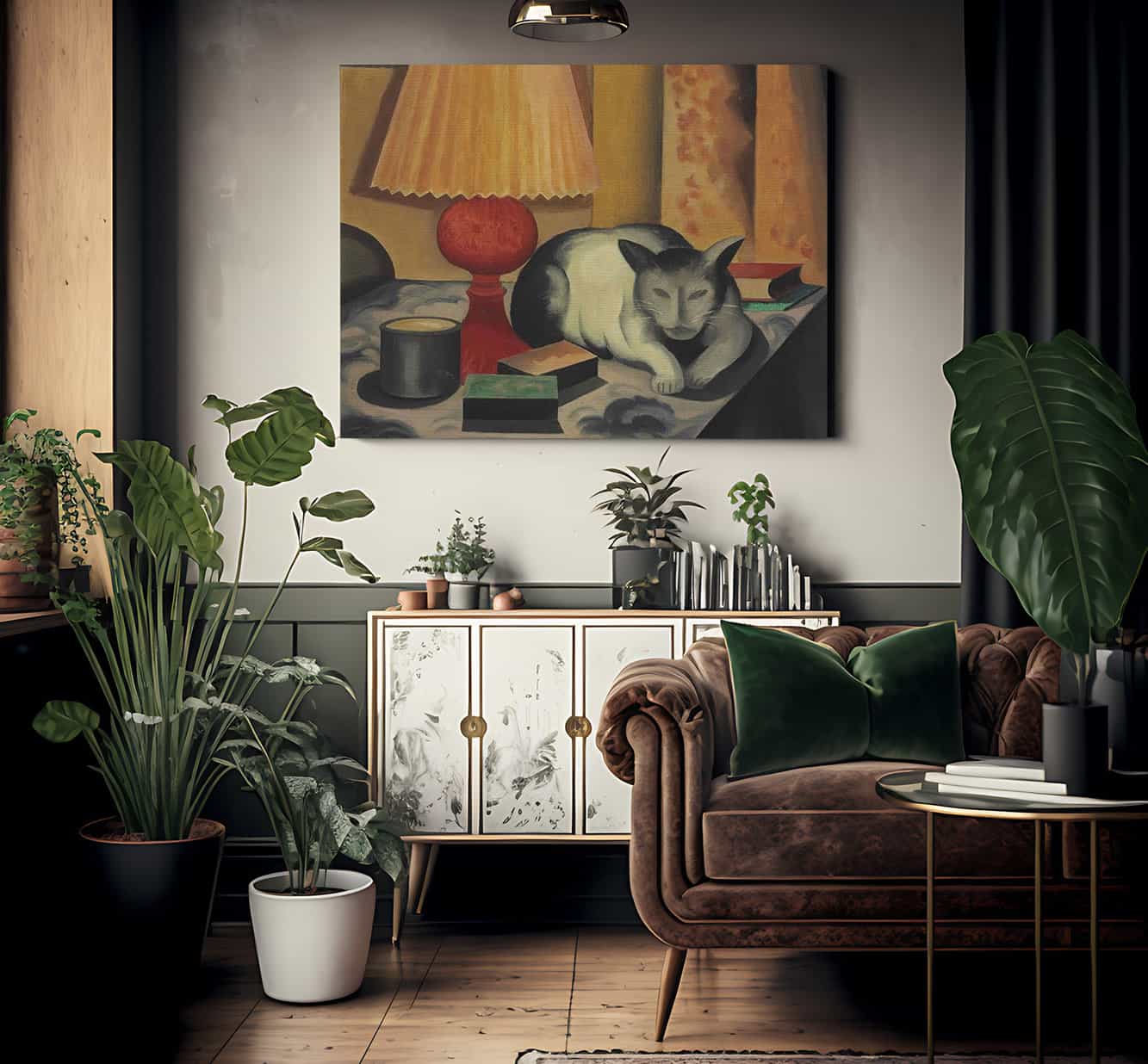 Cat And Lamp By George Ault - Image 2