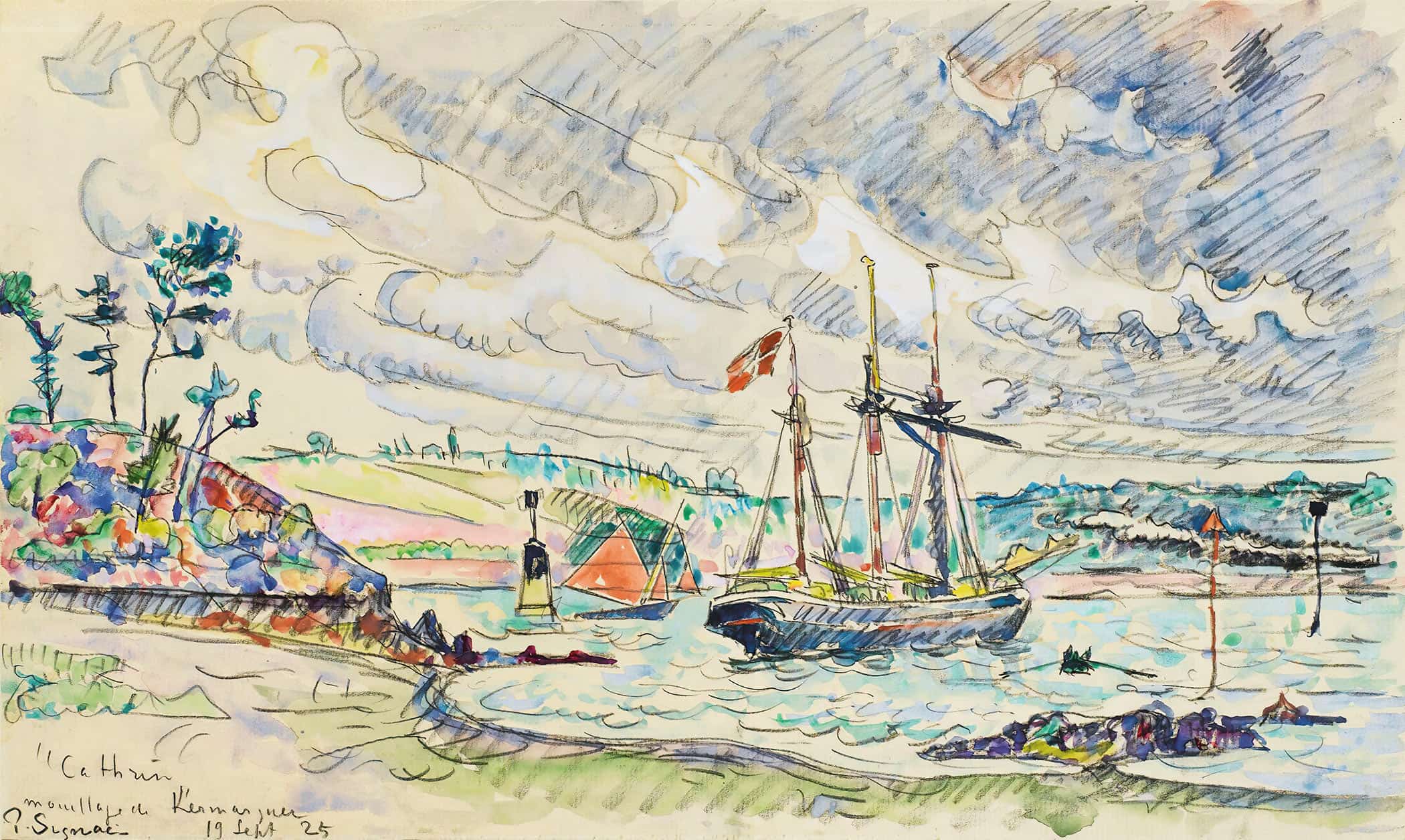Cathrin A Lancre Mouillage De Kermarquer Embouchure Du Trieux by Paul Signac - Image 2