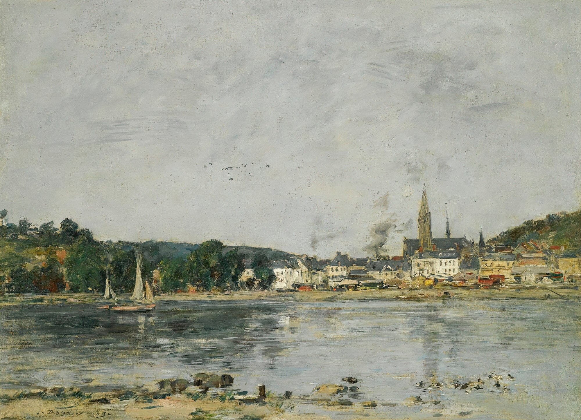 Caudebec En Caux Le Quai De La Seine by Eugene Boudin - Image 2