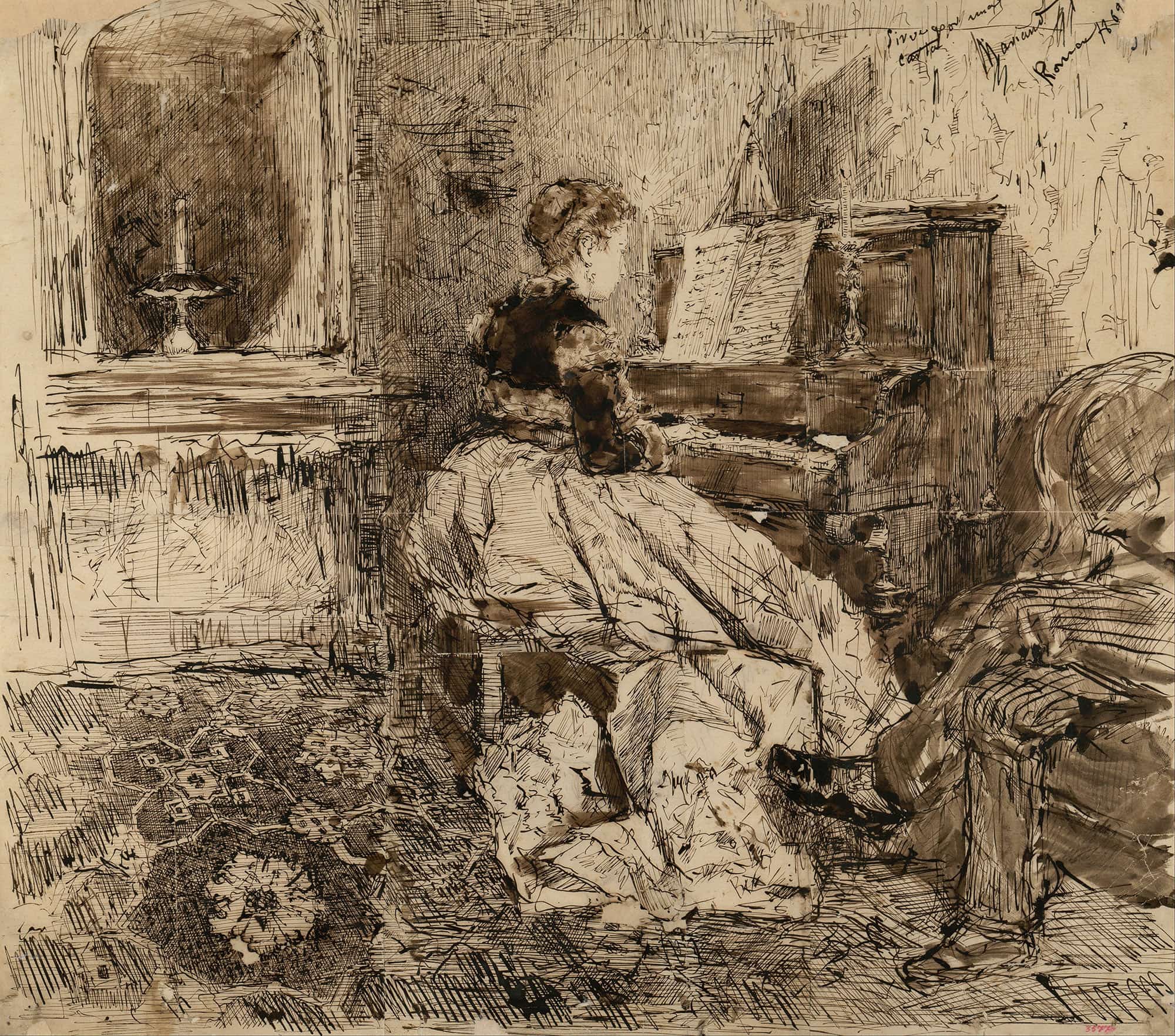 Cecilia De Madrazo Playing The Piano by Mariano Fortuny Marsal