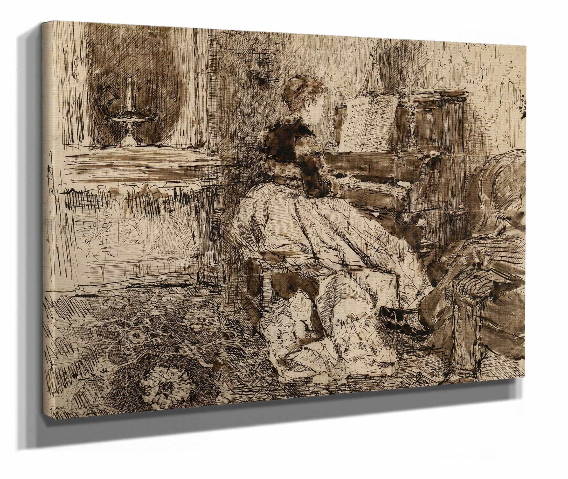 Cecilia De Madrazo Playing The Piano by Mariano Fortuny Marsal - Image 2