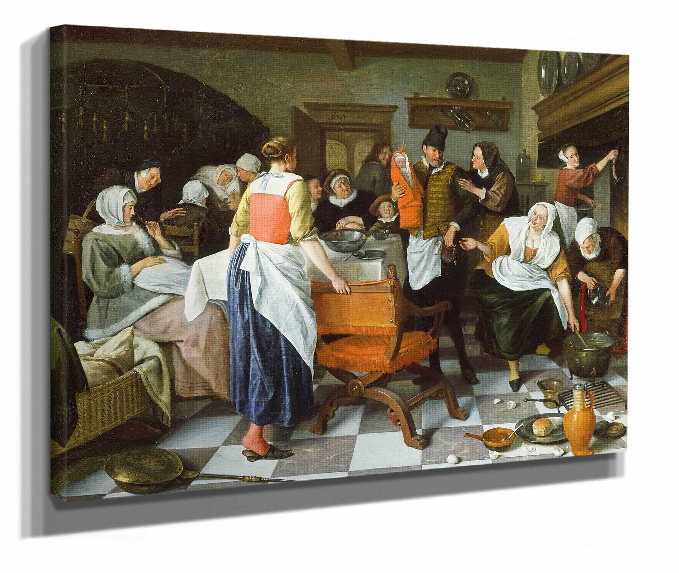 Celebrating The Birth by Jan Steen - Image 2