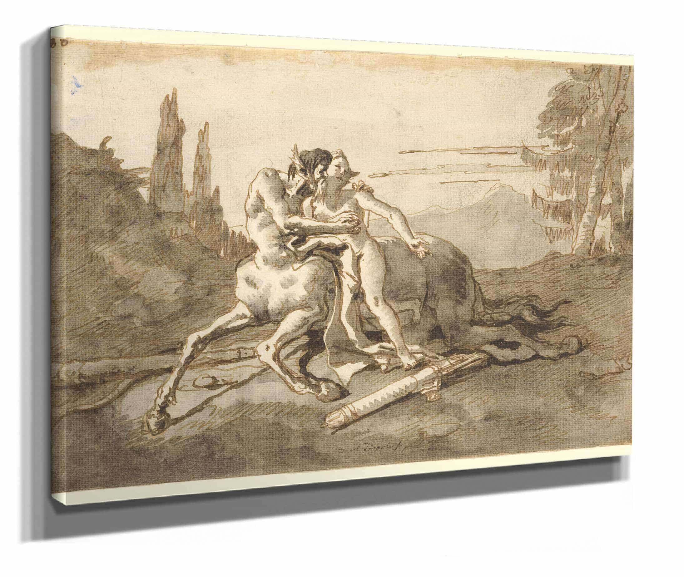 Centaur Embracing Nymph In A Wild Landscape by Giovanni Domenico Tiepolo