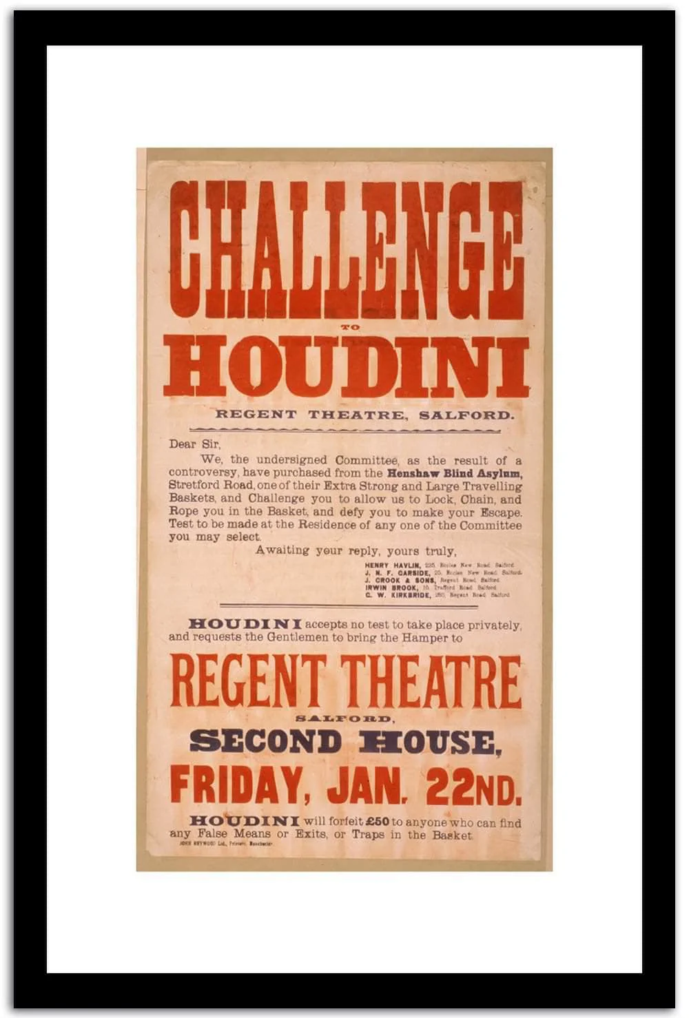 Challenge Houdini Vintage Circus Poster