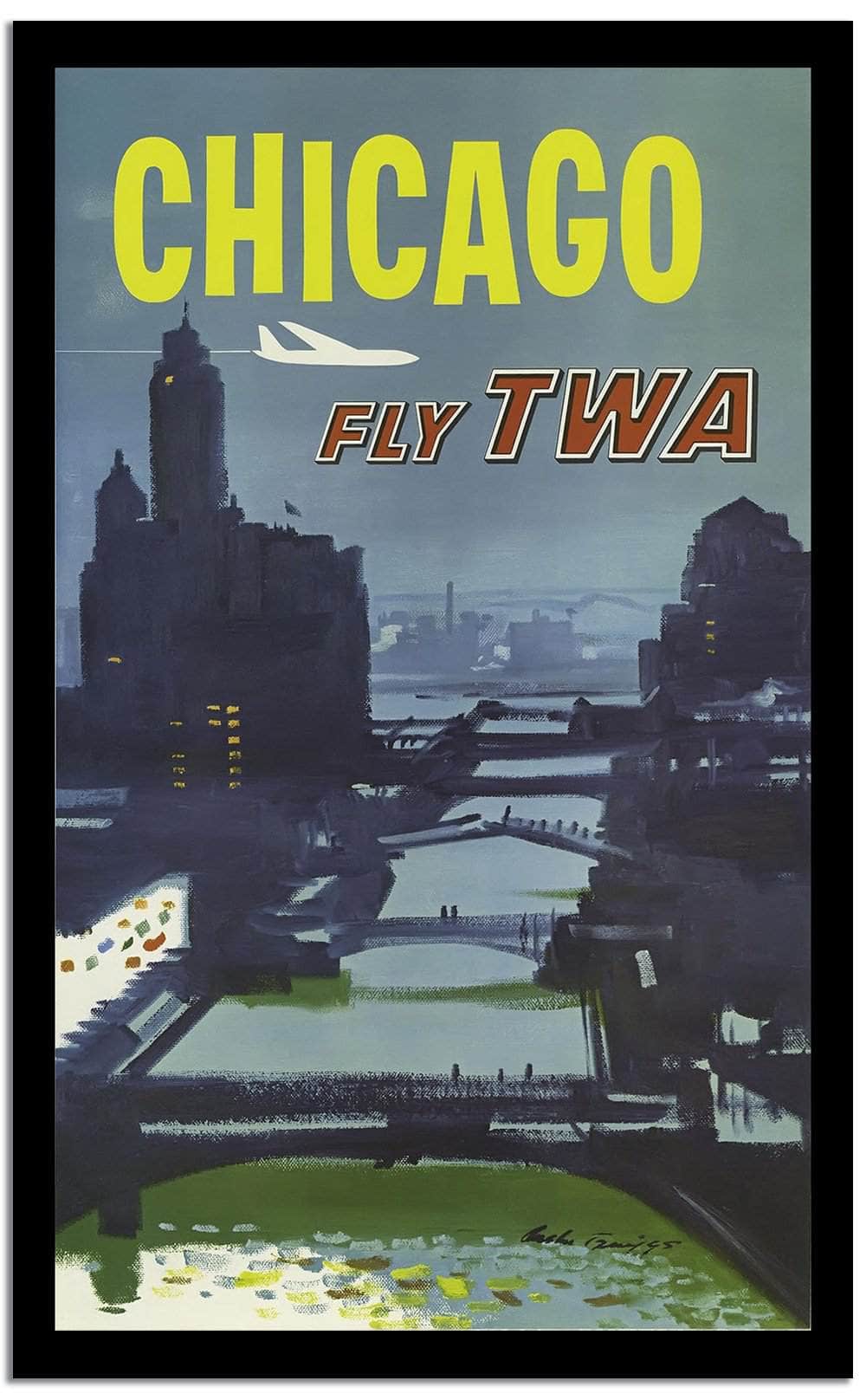 Chicago Fly Twa Vintage Poster - Image 2
