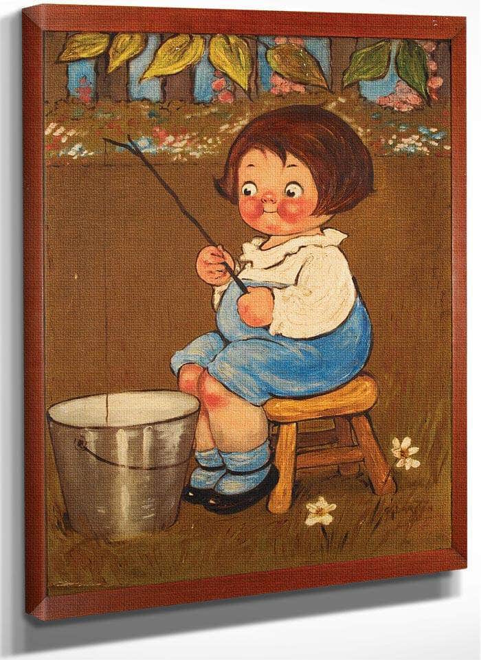 Child Fishing In A Pail By Grace G Drayton