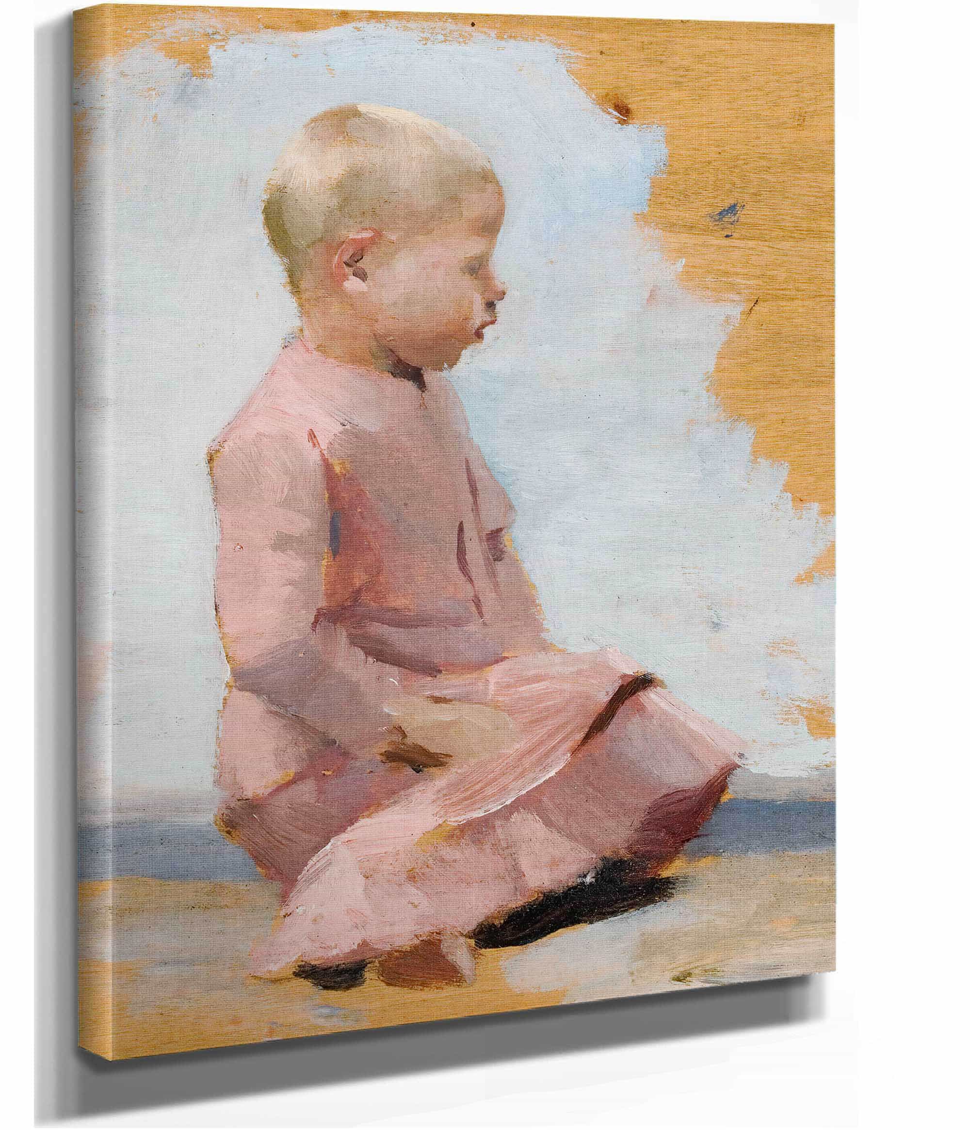 Child In A Red Dress Rehearsal For Saturday Night In Hamar by Albert Edelfelt - Image 2