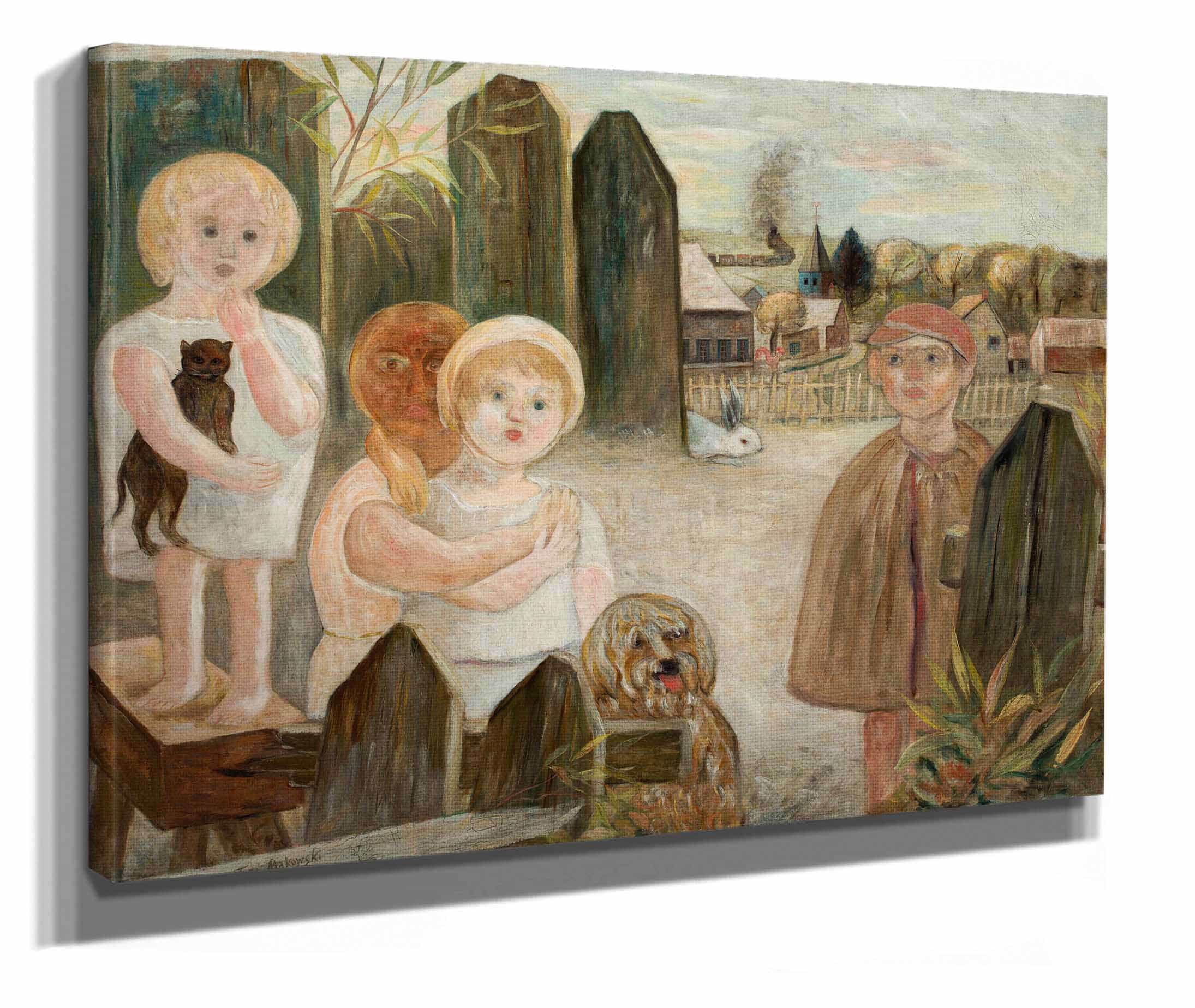 Children In A Village Backyard by Tadeusz Makowski - Image 2