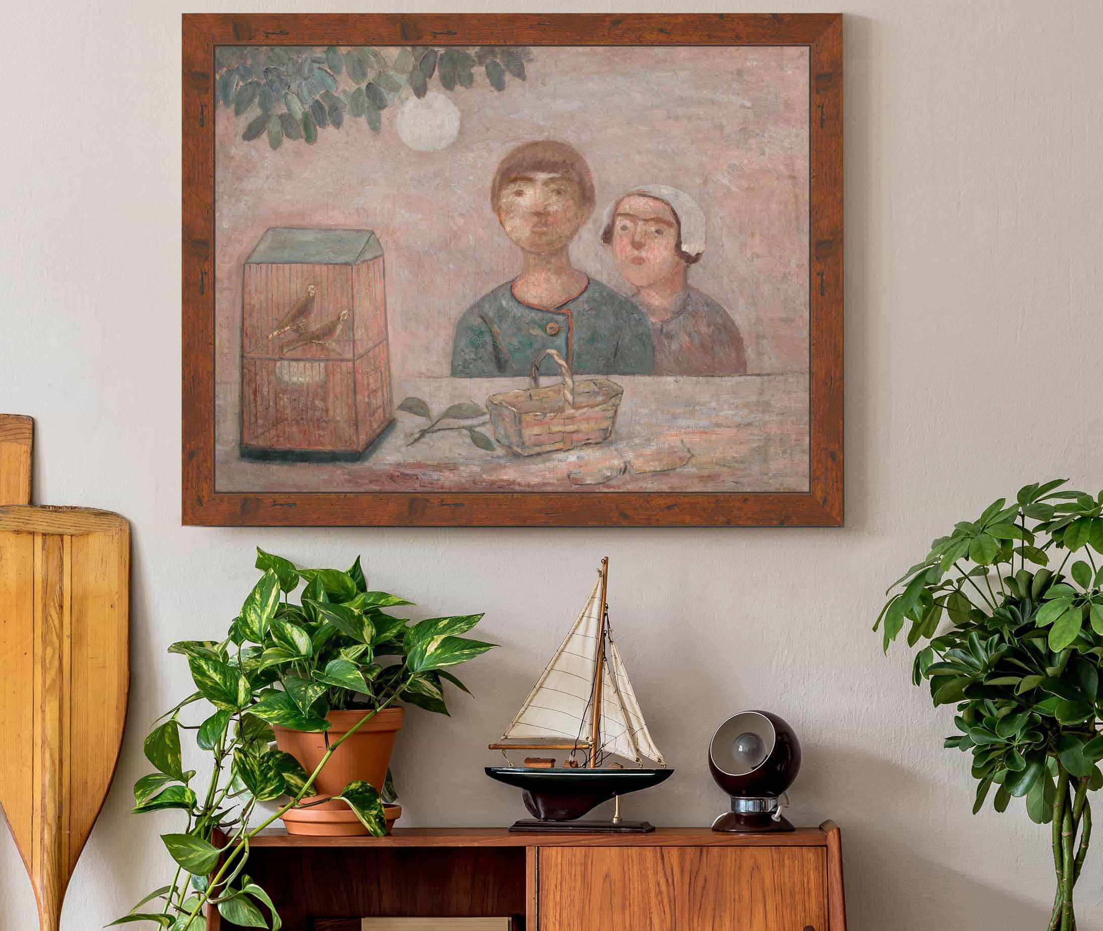 Children In Front Of A Cage With Little Birds by Tadeusz Makowski - Image 3