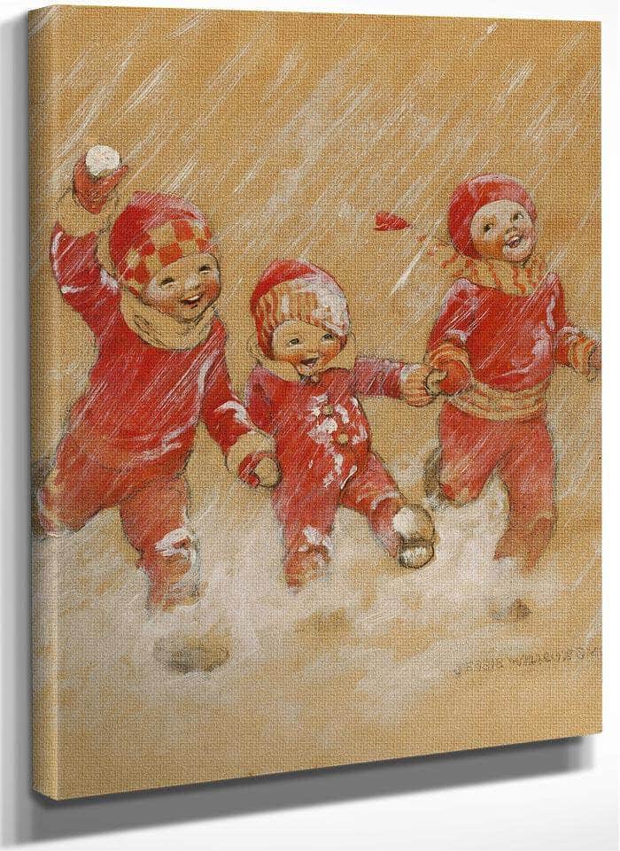 Children Playing In The Snow By Jessie Willcox Smith