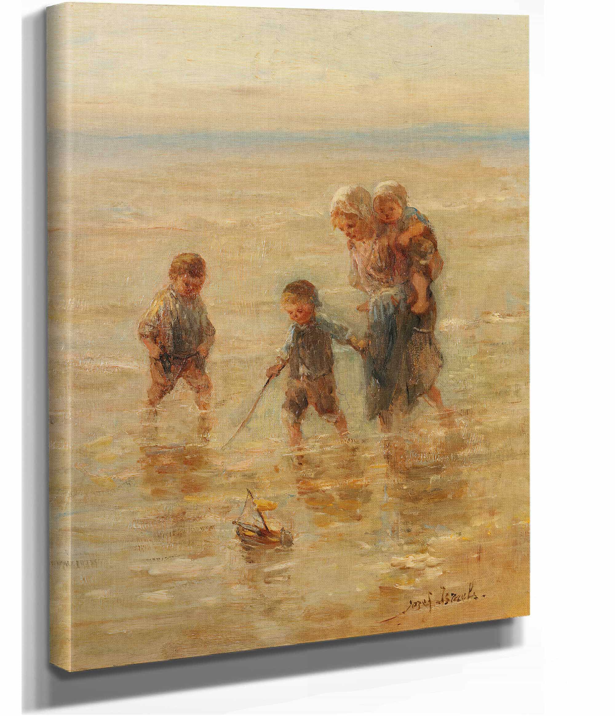 Children Playing In The Surf by Jozef Israels - Image 2