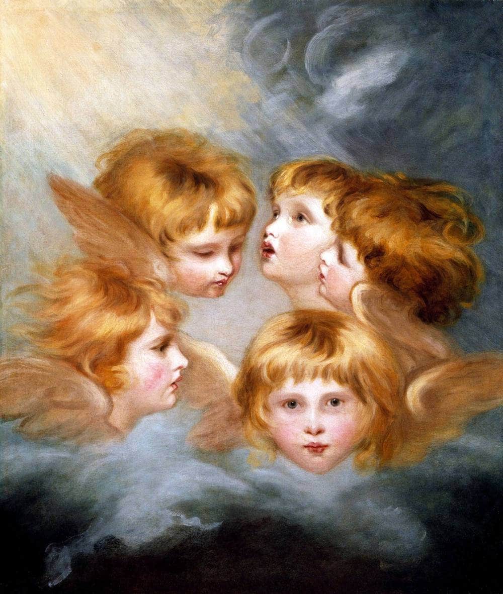 Child's Portrait Views Heads Of Angels Painting Joshua Reynolds Canvas Art - Image 5