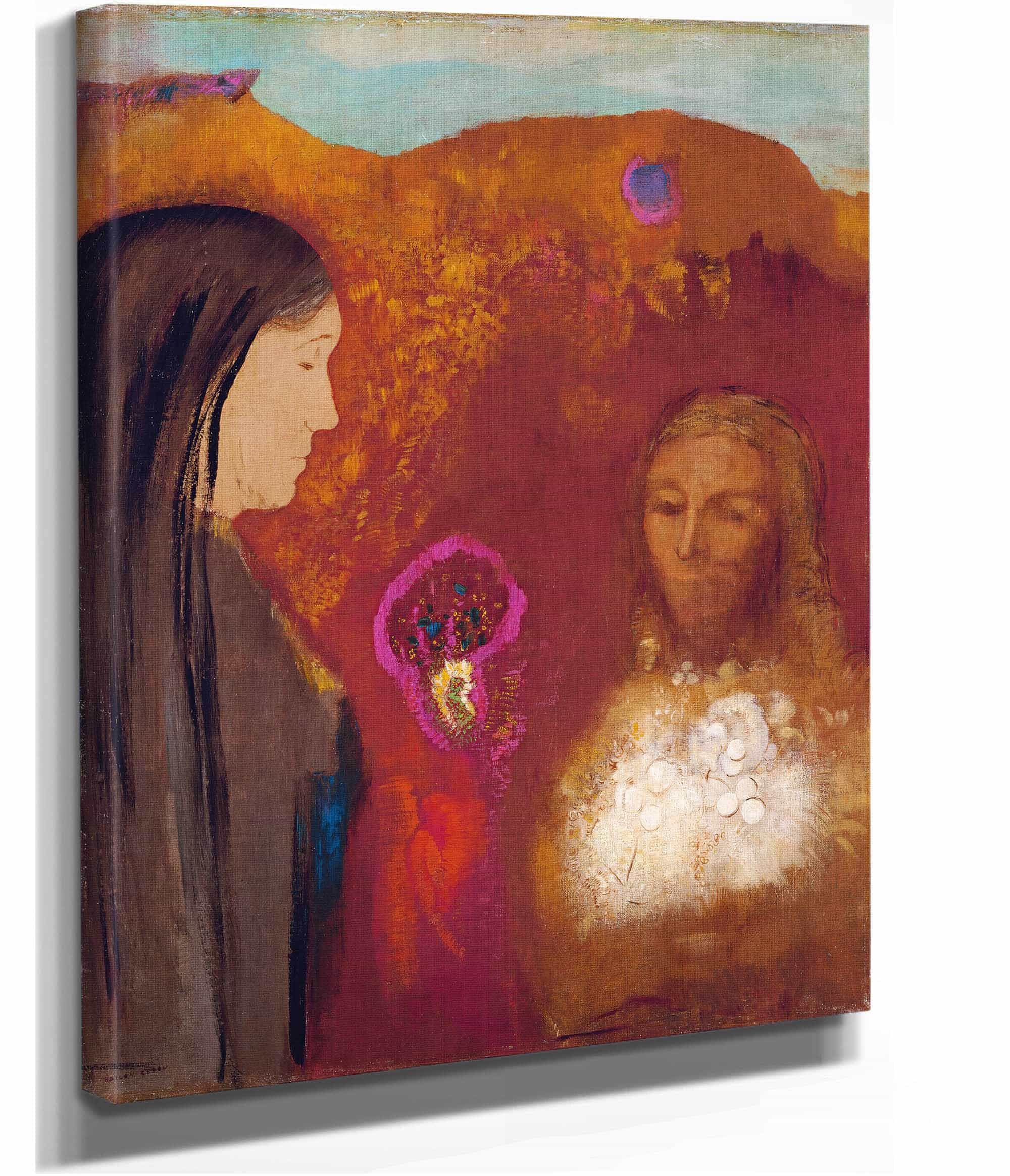 Christ And The Samaritan Woman The White Flower Bouquet by Odilon Redon - Image 2