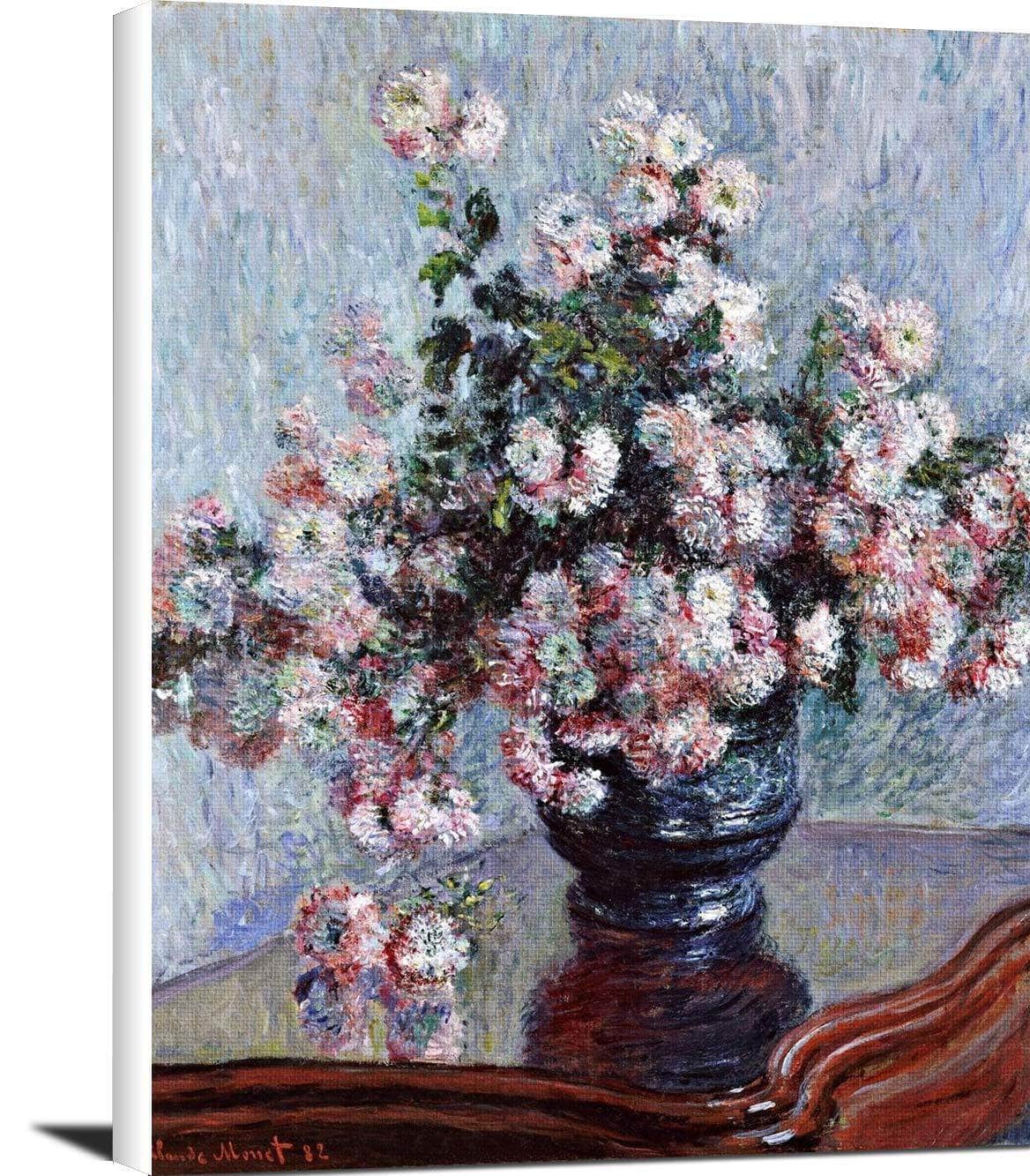Chrysanthemums Painting Claude Monet Canvas Art