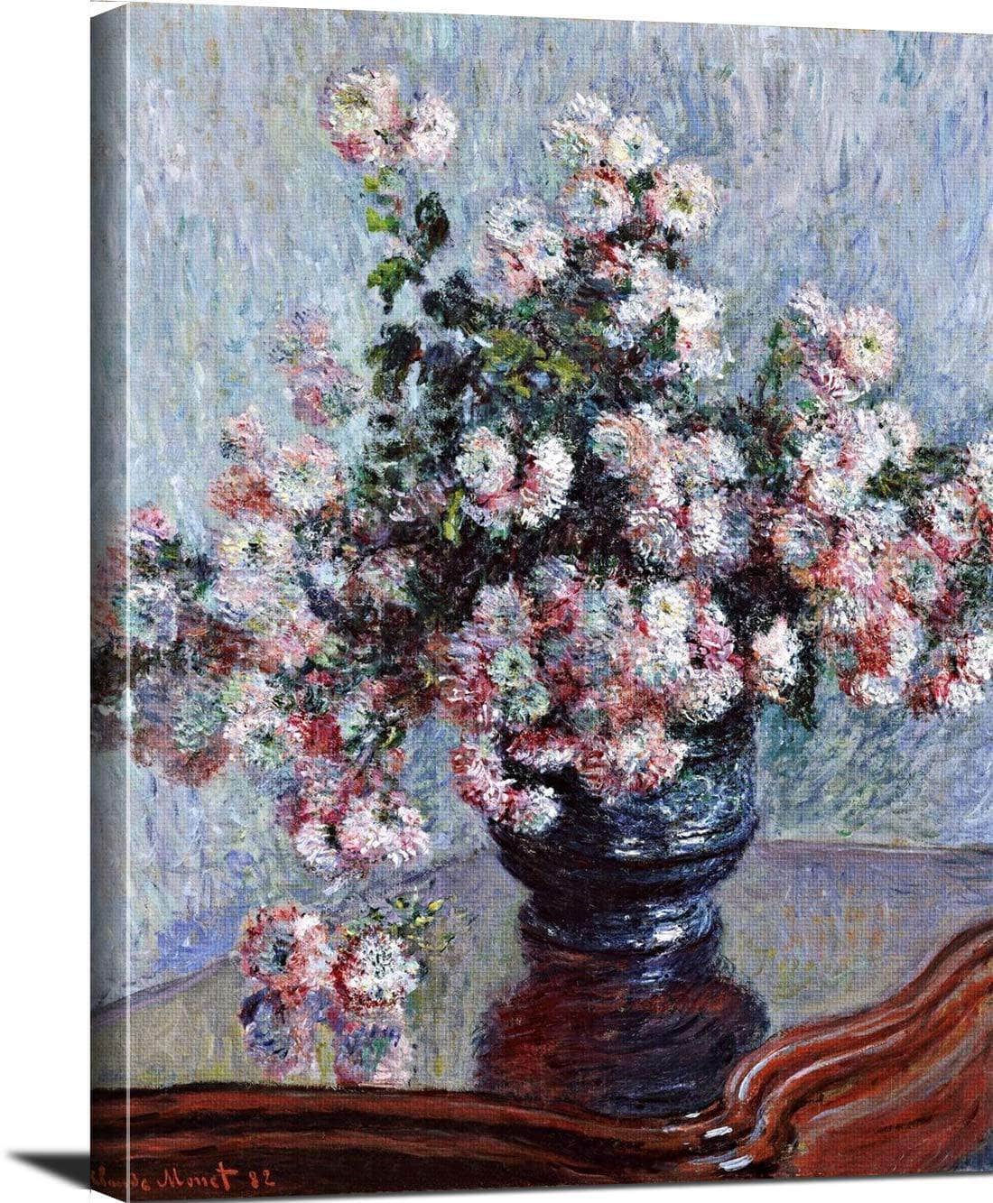 Chrysanthemums Painting Claude Monet Canvas Art - Image 3
