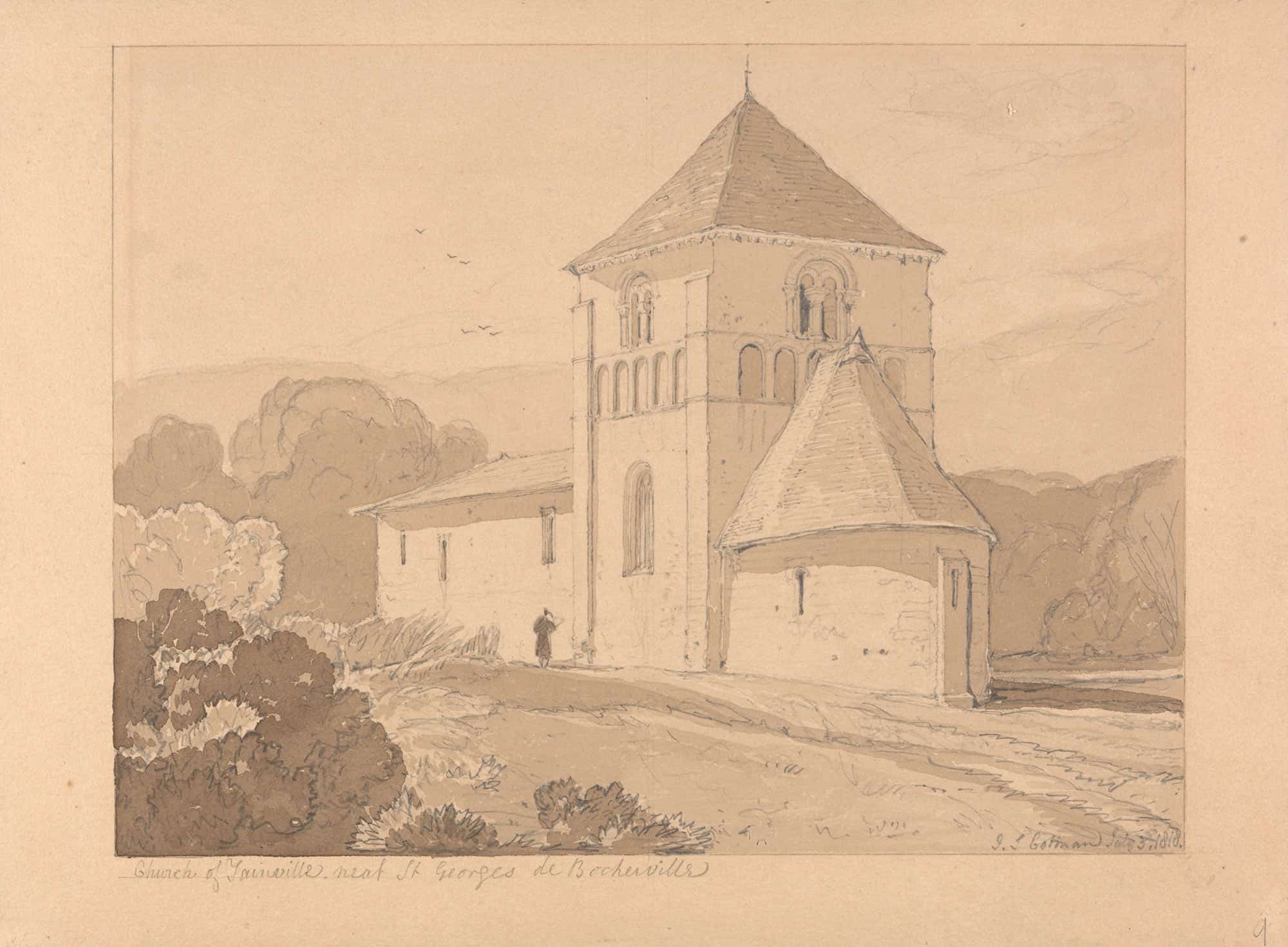 Church Of Yainville Near Saint Georges De Bocherville Normandy by John Sell Cotman