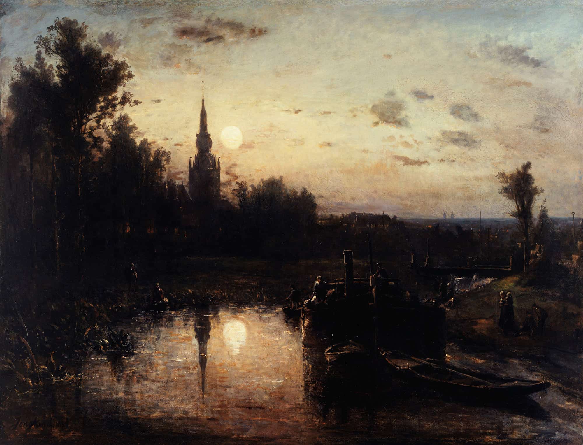 Clair De Lune A Overschie Environs De Rotterdam by Johan Barthold Jongkind