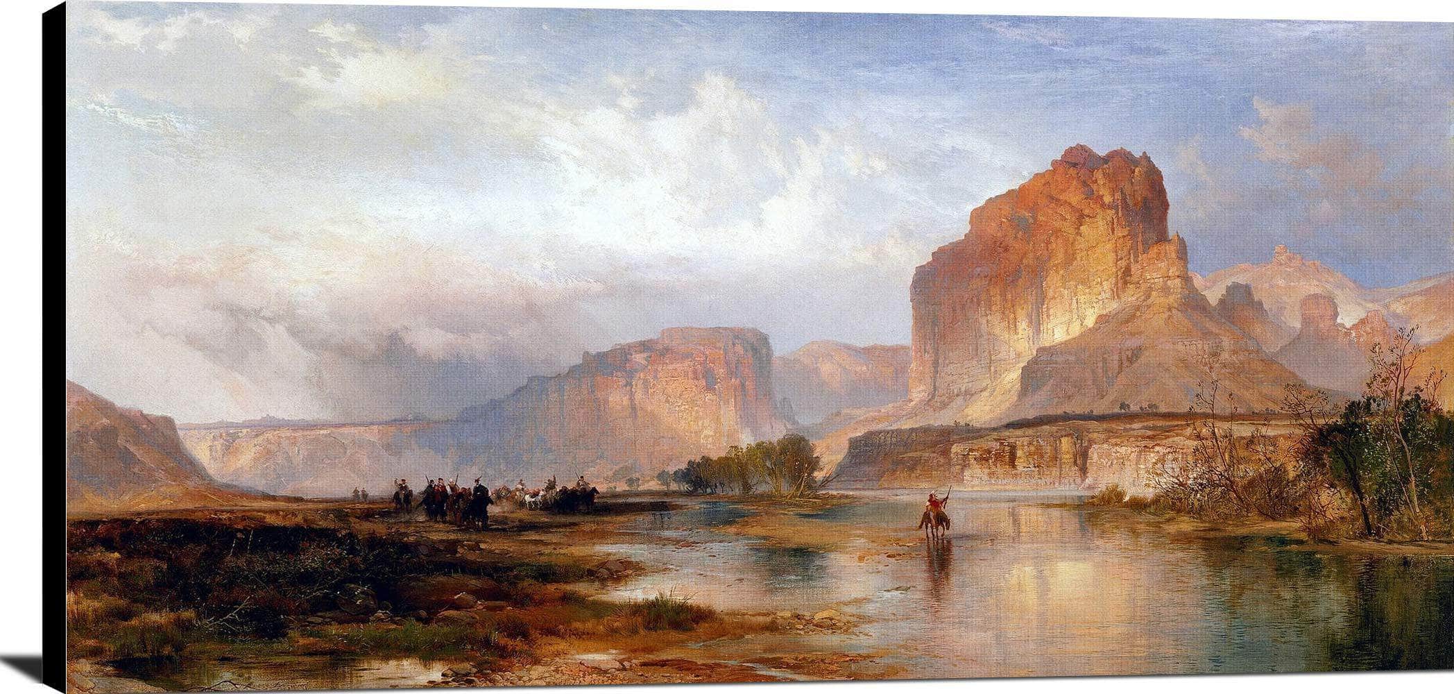 Cliffs Of Green River Painting Thomas Moran Canvas Art - Image 2