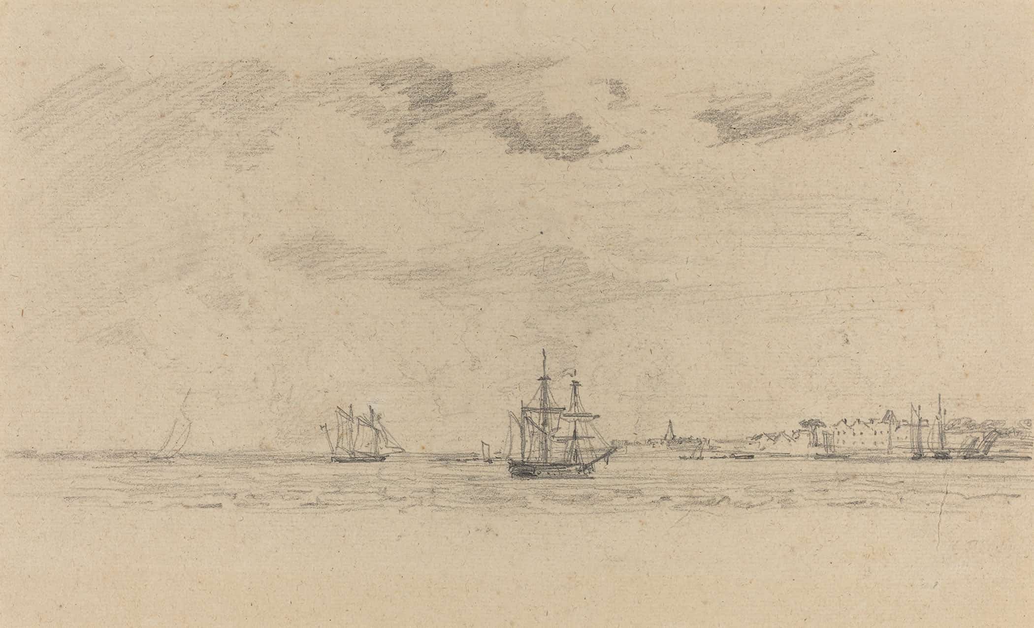 Coastal Landscape With Shipping by Eugene Boudin - Image 2