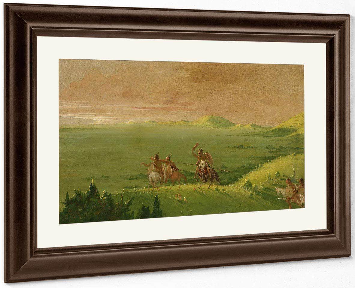 Comanche War Party, Chief Discovering The Enemy And Urging His Men At Sunrise By George Catlin - Image 3