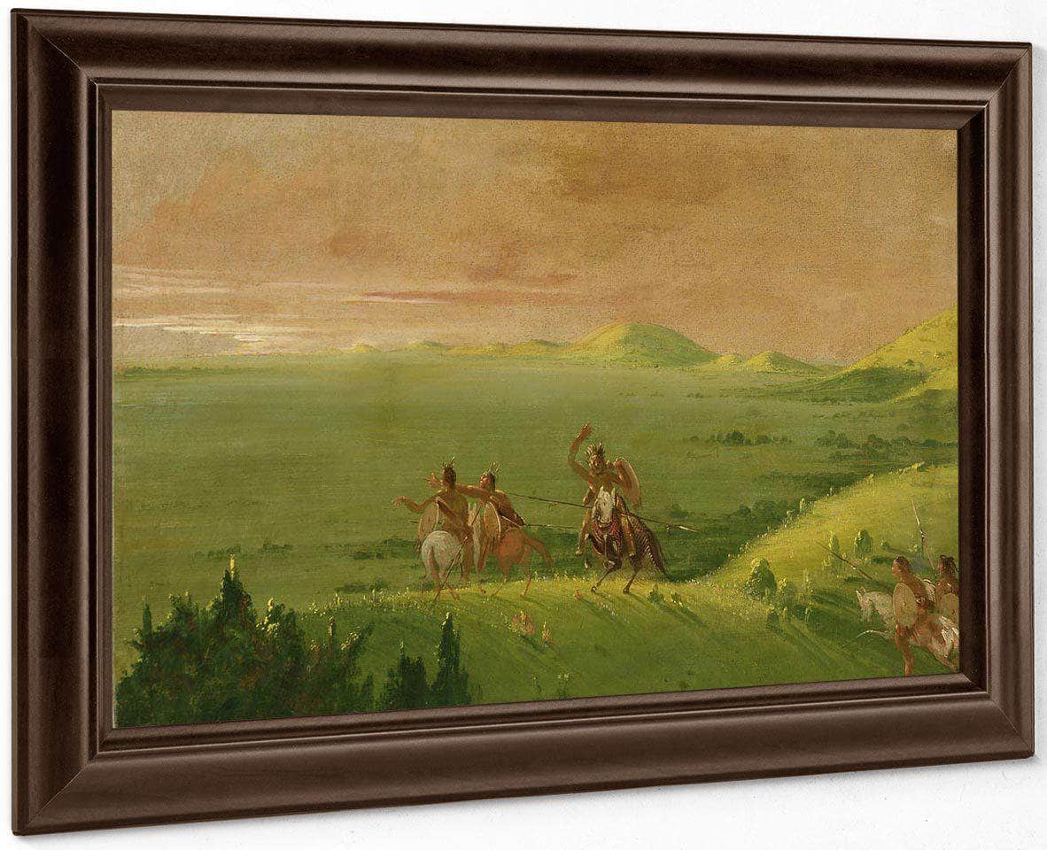 Comanche War Party, Chief Discovering The Enemy And Urging His Men At Sunrise By George Catlin - Image 4